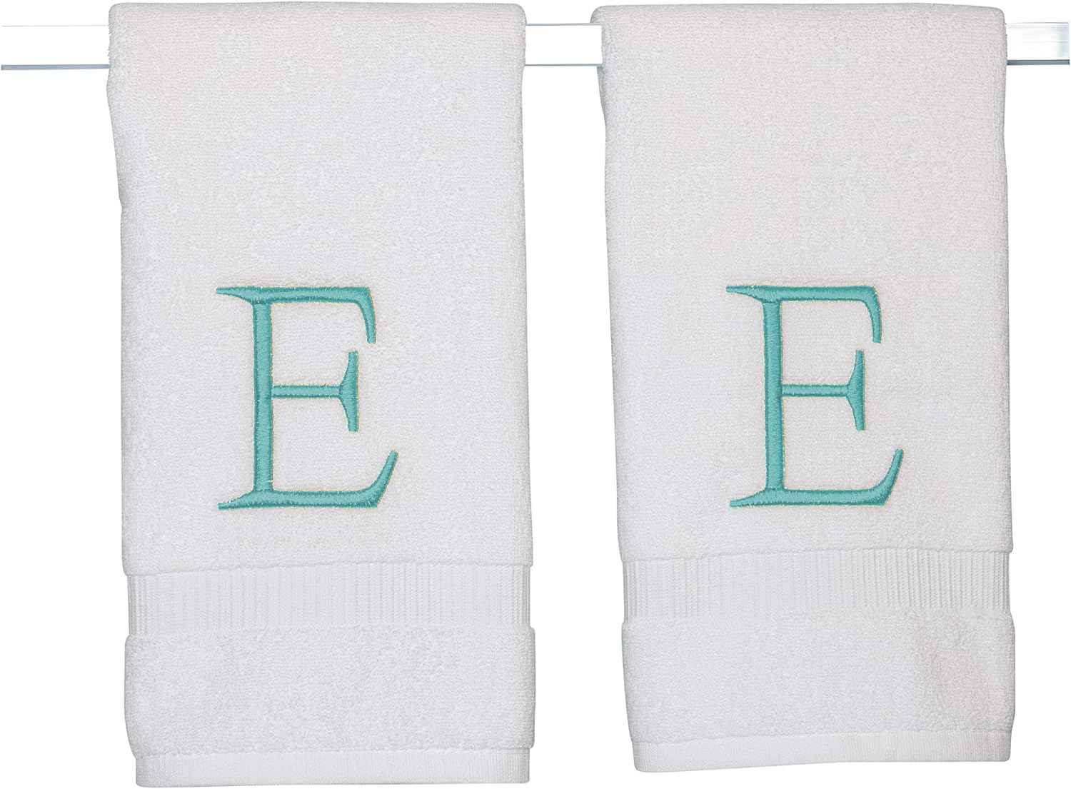 Teal Monogram Hand Towel For Bathroom - Monogrammed Initial Hotel Quality Decorative Embroidered Luxury Towel For Powder Room, S