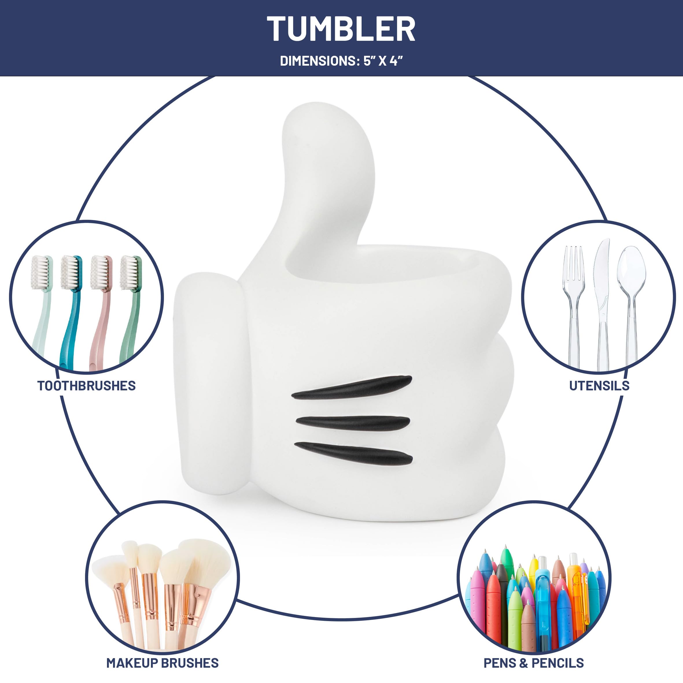 Disney Mickey Mouse Bathroom Tumbler - White Resin Toothbrush/Pen Holder - Bathroom D  Cor