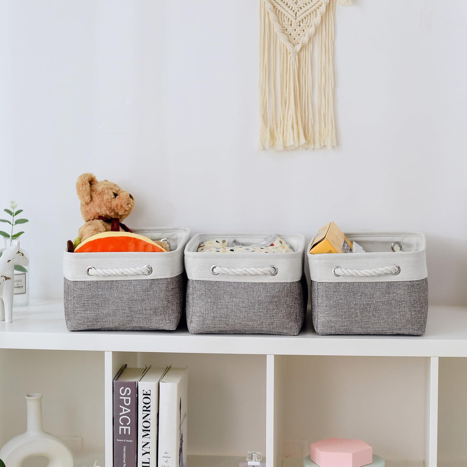 Thewarmhome Organization And Storage Basket For Shelves - 1 Pack 14X10X6.7 Inch Collapsible Storage Bins, Fabric Storage Cubes F