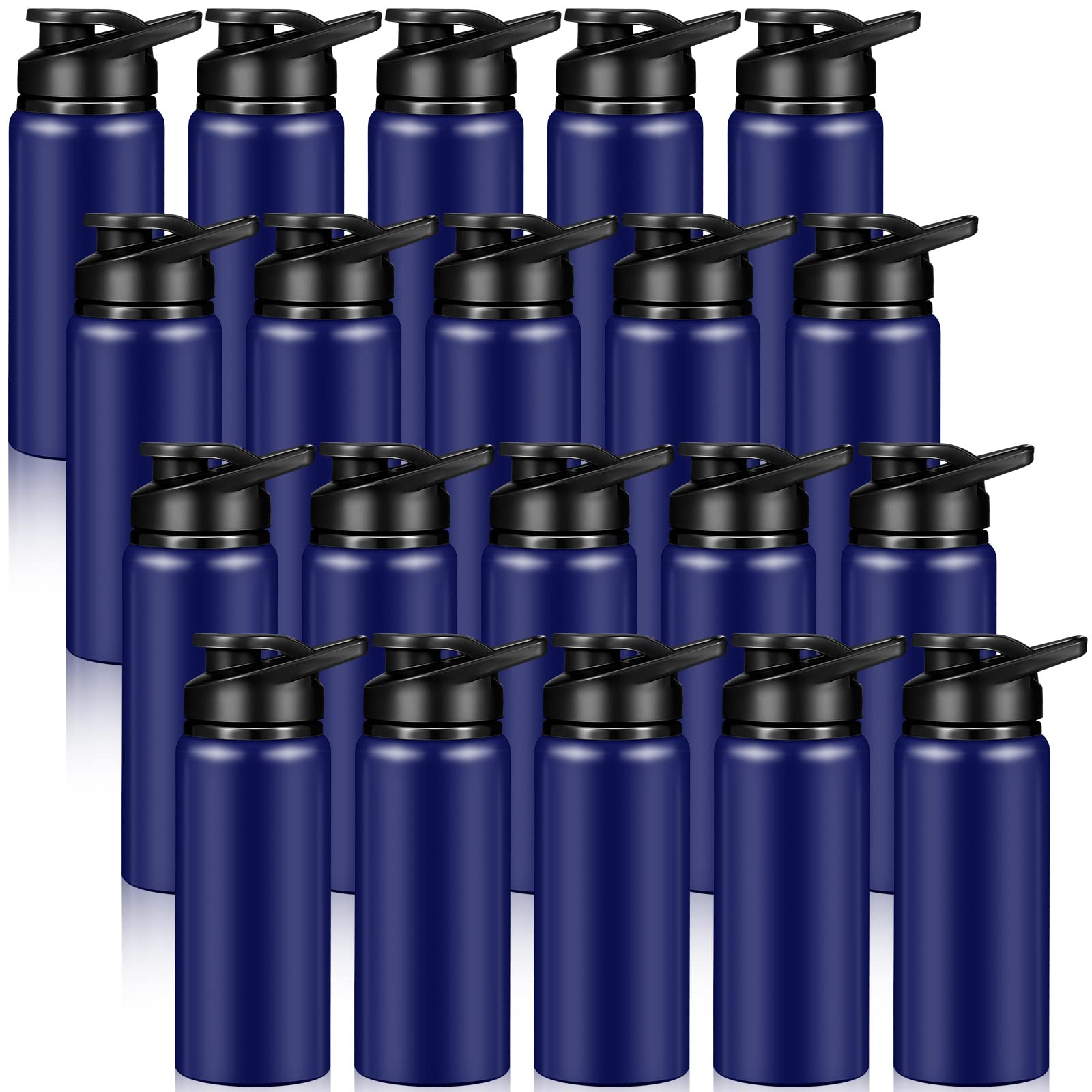 Potchen 20 Pack Aluminum Water Bottles with Snap Lid, Blue, 20 oz