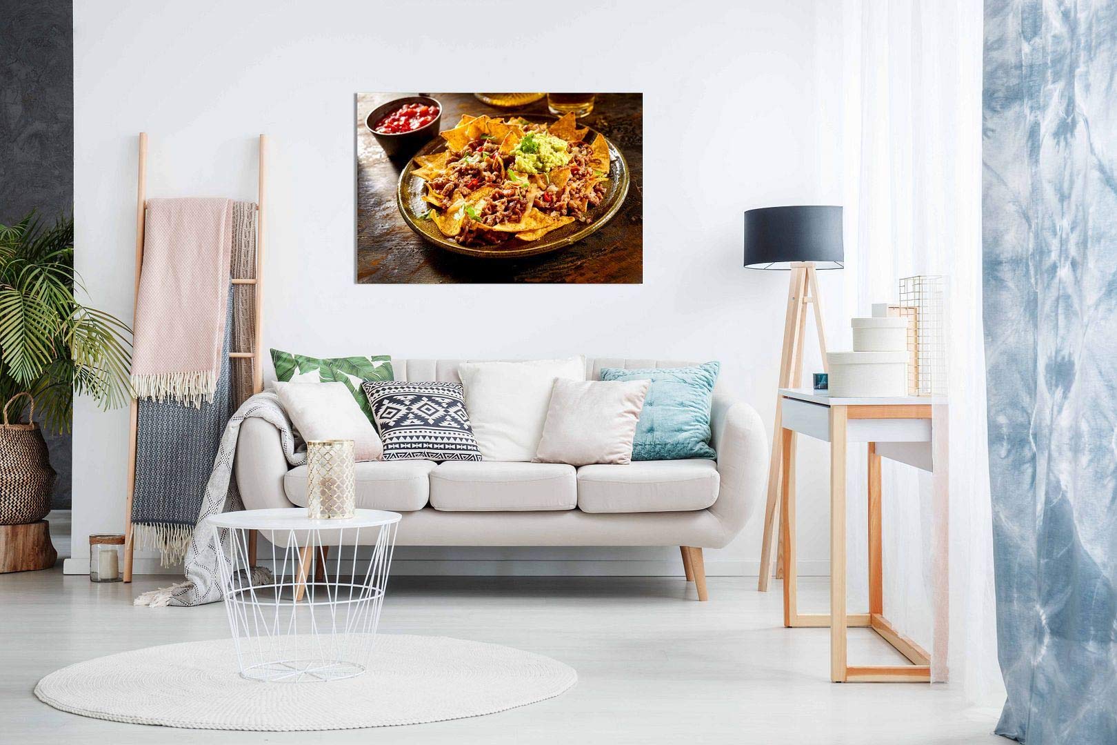 Mexican Restuarant Food Nachos Canvas Wall Art Picture Print Home Decor (36X24In)