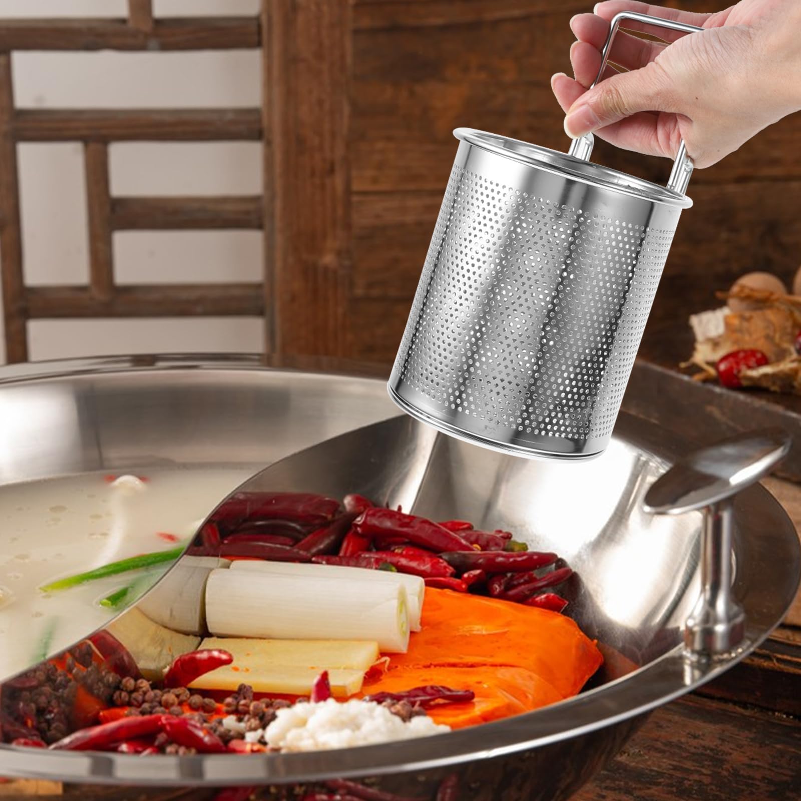 1Pc Hot Pot Hook Slip Through The Net Hanging Hot-Pot Basket Practical Hot-Pot Baskets Hot-Pot Hanging Basket Useful Basket For