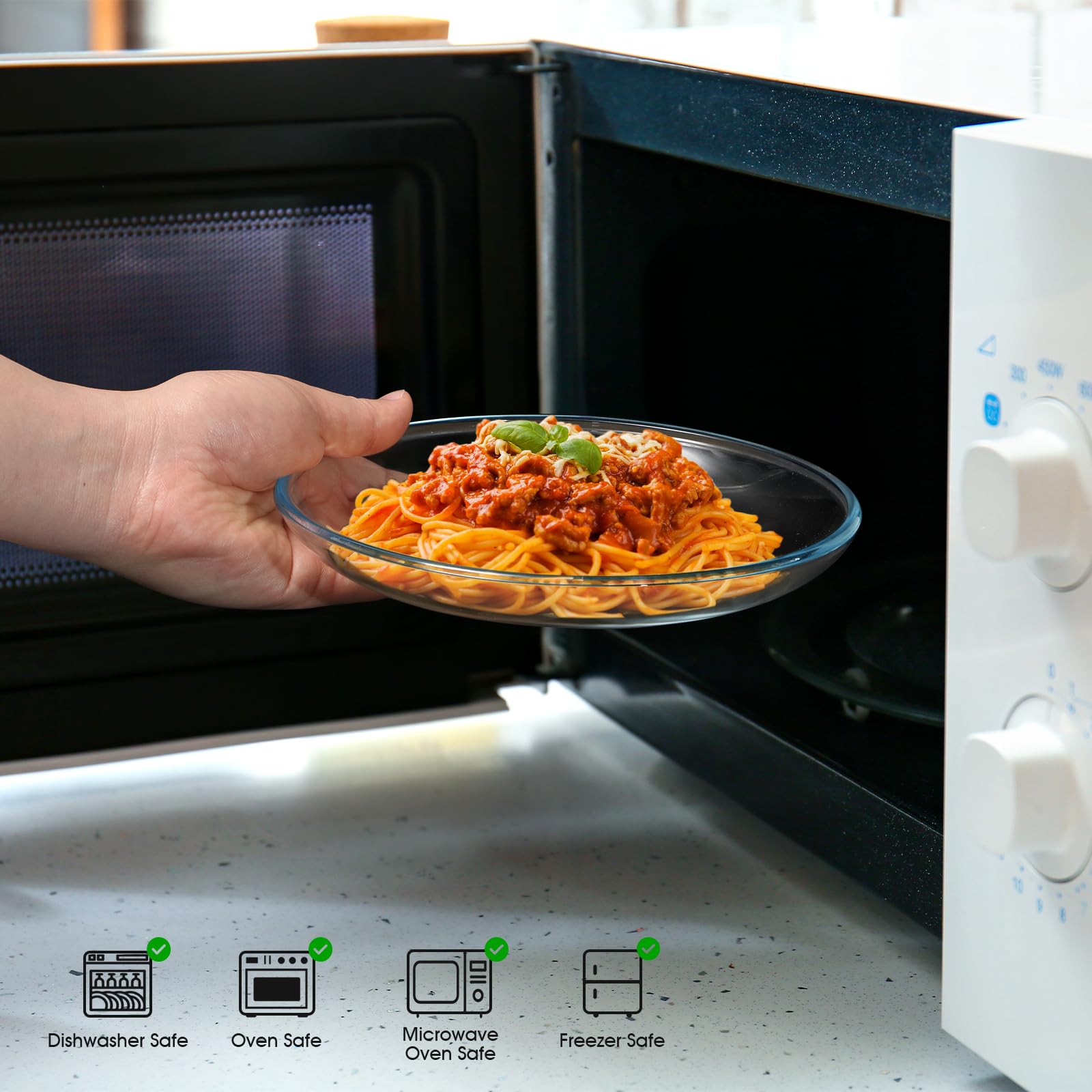 Nutriups 3 Pack 8 Inch Glass Plates, Clear Tempered Glass Dessert Plates, Glass Plate Set For Appetizer, Fruits, Cake, Salad, Di