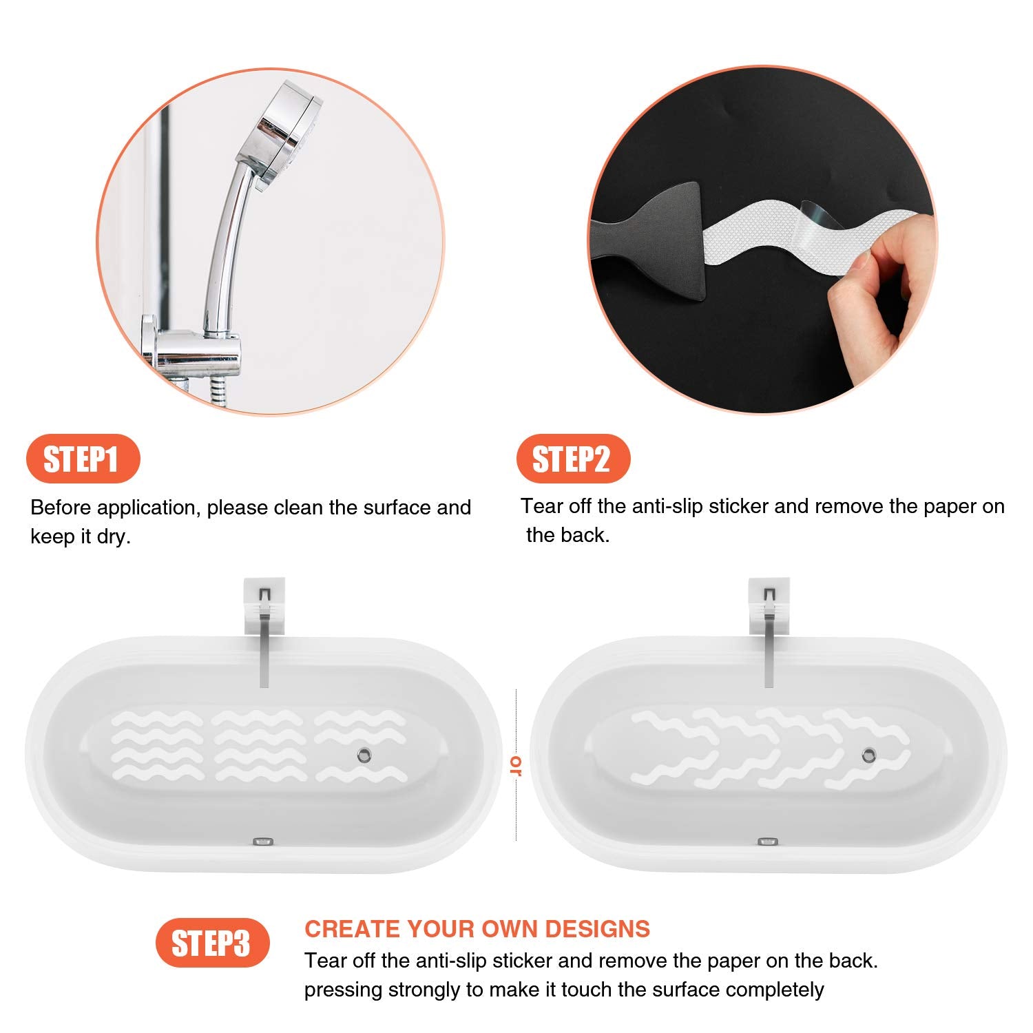 Secopad Patented Anti Slip Shower Stickers 24 PCS Safety Bathtub Strips Adhesive Decals with Premium Scraper for ?Bath Tub Shower Stairs Ladders Boats (White)