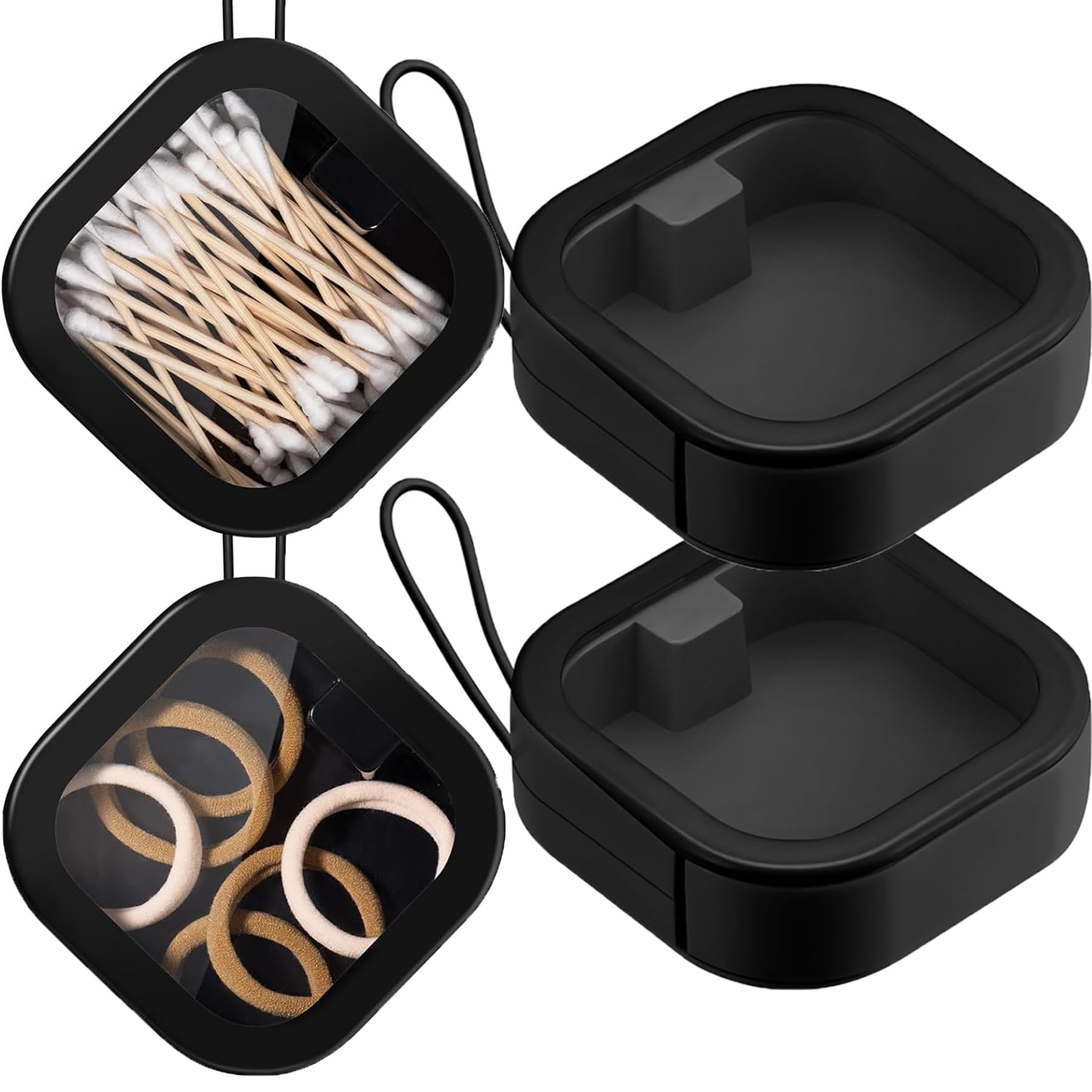 2 Pcs Hair Tie Organizer,Portable Travel Qtip Holder,Bathroom Storage Organizer Qtip Dispenser Cotton Swabs Dispenser Kids Hair