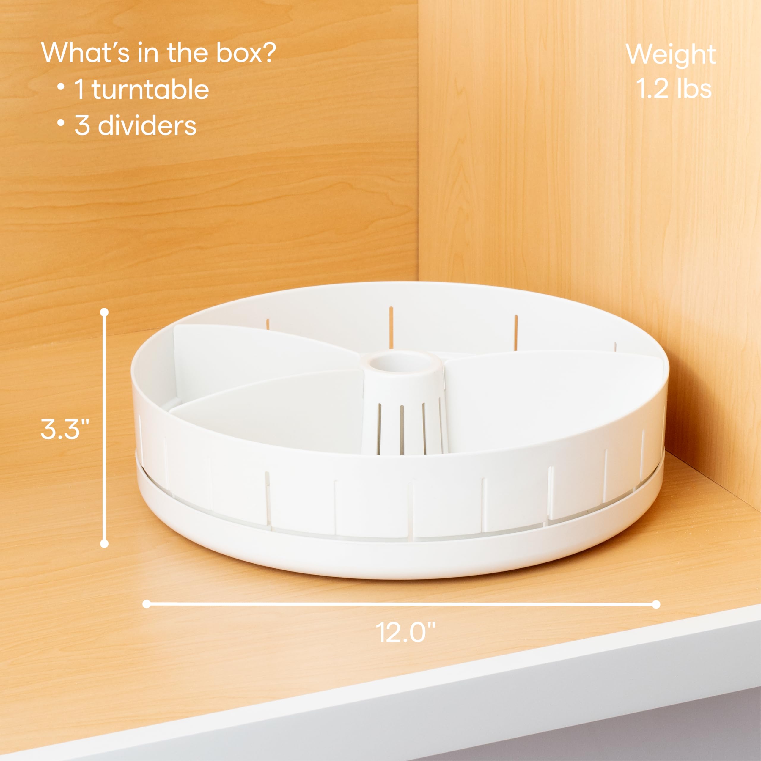 Youcopia Sinksuite Under Sink Turntable With Adjustable Dividers, Lazy Susan Organizer For Kitchen Or Bathroom Storage, White