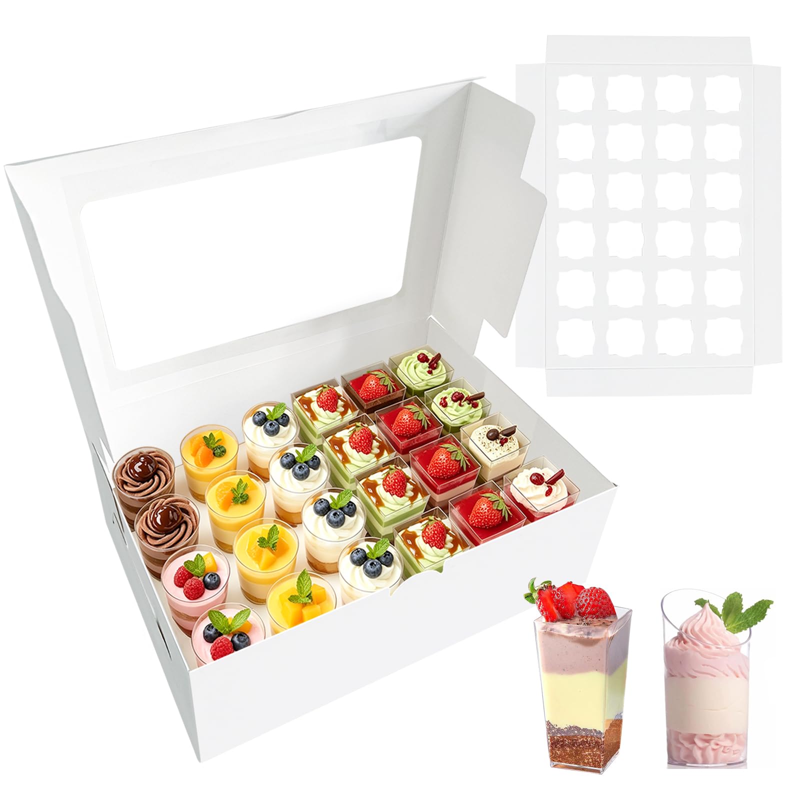MTOPHLS 2 Pack Dessert Shooter Boxes for 24 Count 3 oz Dessert Shooters, Food Safe Pudding Cups Carrier Storage Containers with 