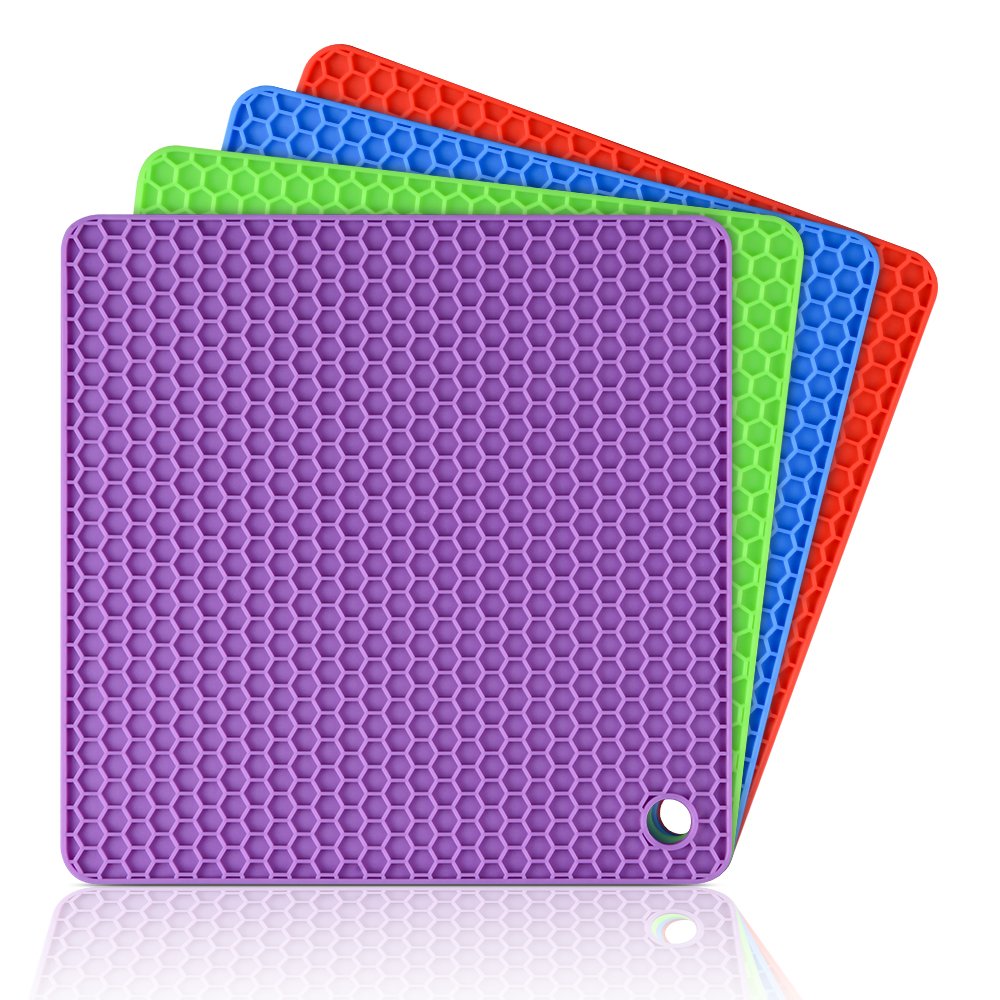 Caketime Silicone Trivet Mats - Hot Pads Spoon Rest, Multipurpose Trivet For Hot Dishers Heat Resistant Food Grade Silicone Set