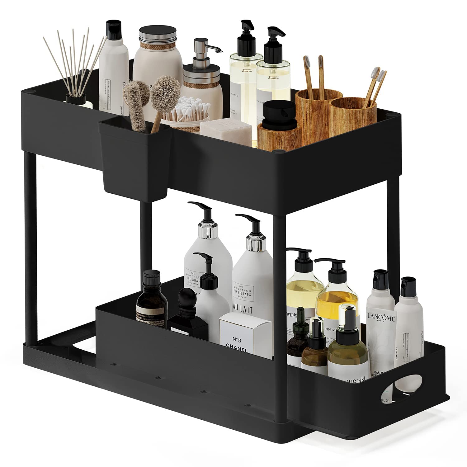 Under Sink Organizers And Storage, Bathroom Cabinet Organizer, Sink Shelf With Utility Hooks And Side Caddy For Under Cabinet St