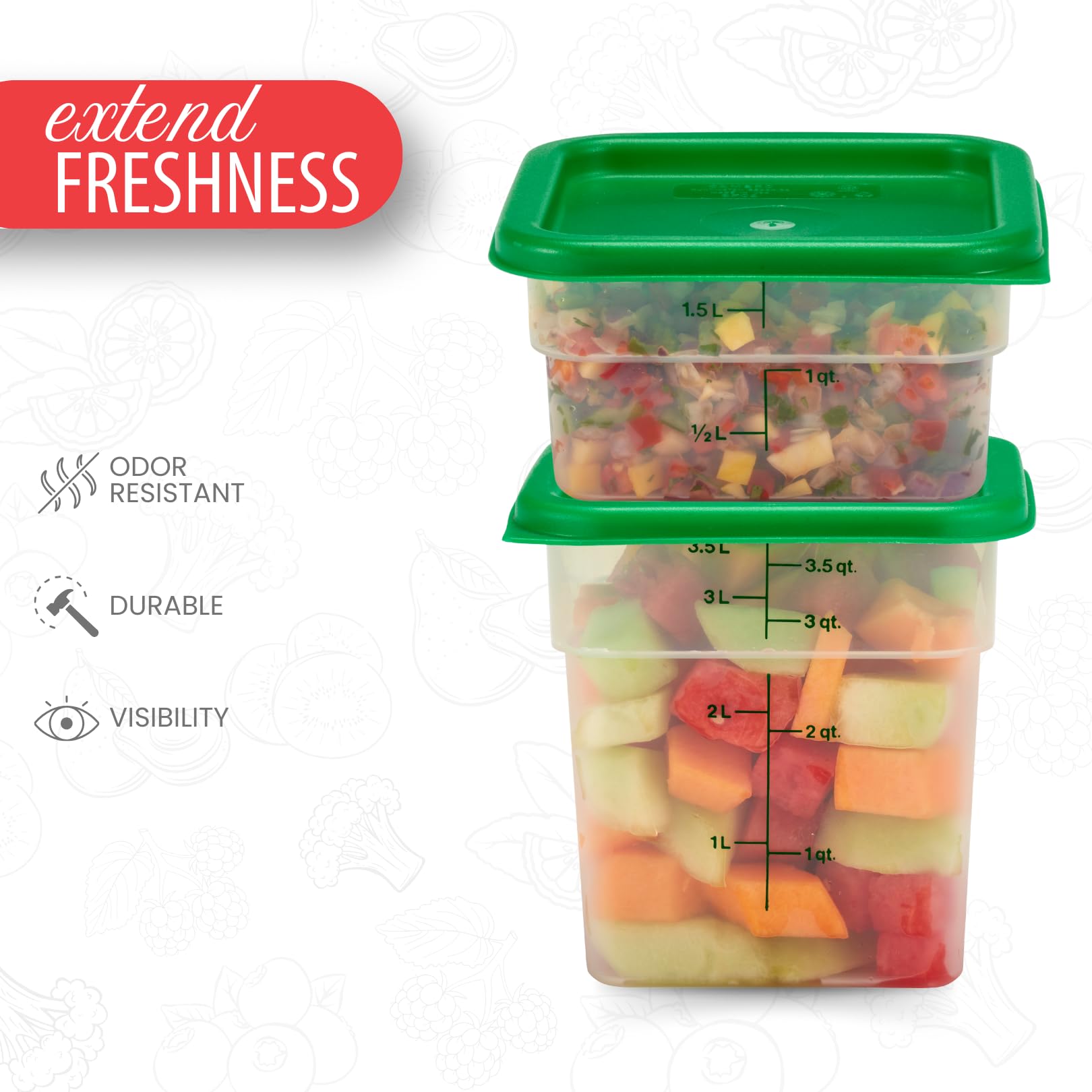 Cambro Containers With Lids - 2 Quart and 4 Quart Food Storage Set - 2 Pack