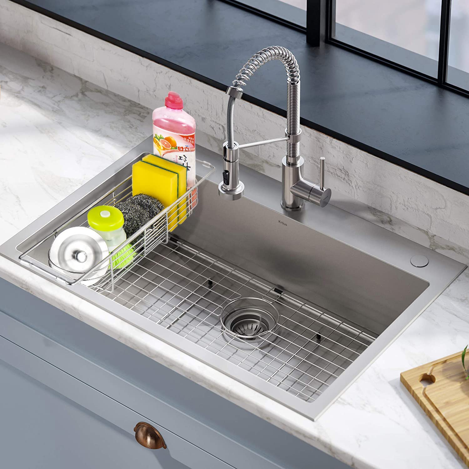 Retractable Sink Drain Rack, 304Stainless Steel Expandable Sink Storage Rack, Adjustable Sink Rack, Kitchen Sponge Drying Rack,