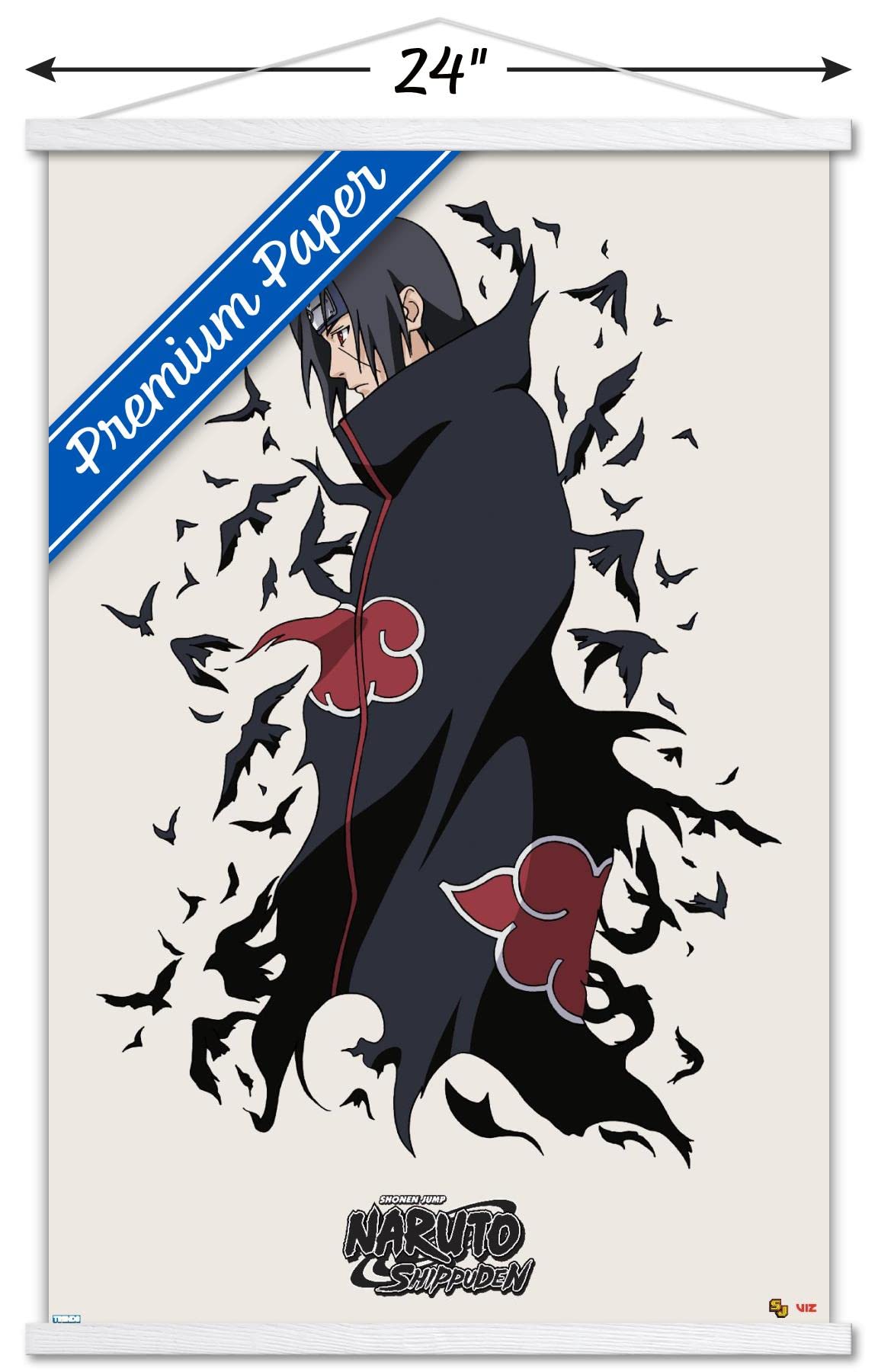 Trends International Naruto Shippuden - Itachi Wall Poster, 22.375'' X 34'', Premium Print And White Hanger Bundle