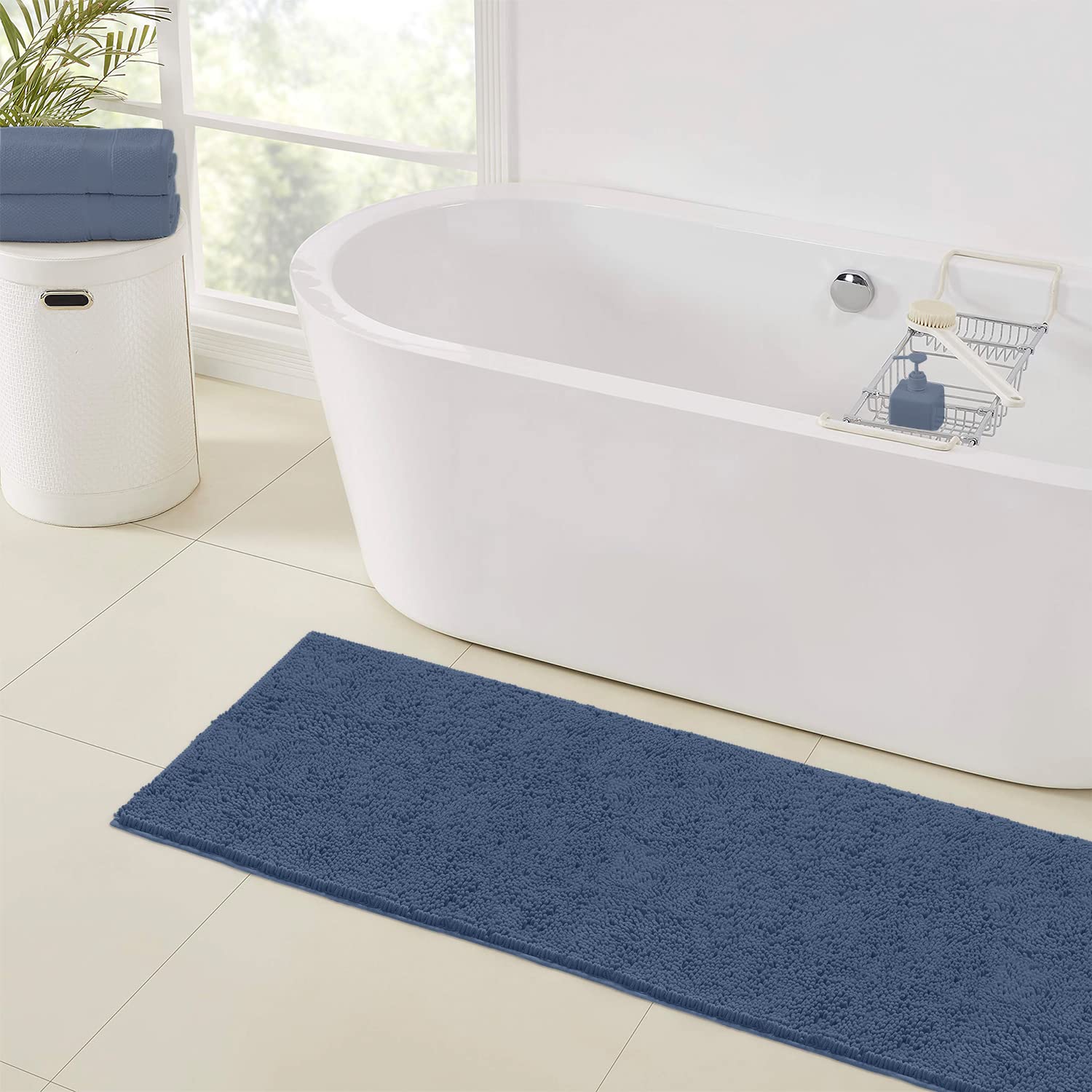 Luxurux Runner Bath Mat-Extra-Soft Plush Bath Shower Bathroom Rug,1 ' ' Chenille Microfiber Material, Super Absorbent Shaggy Bat