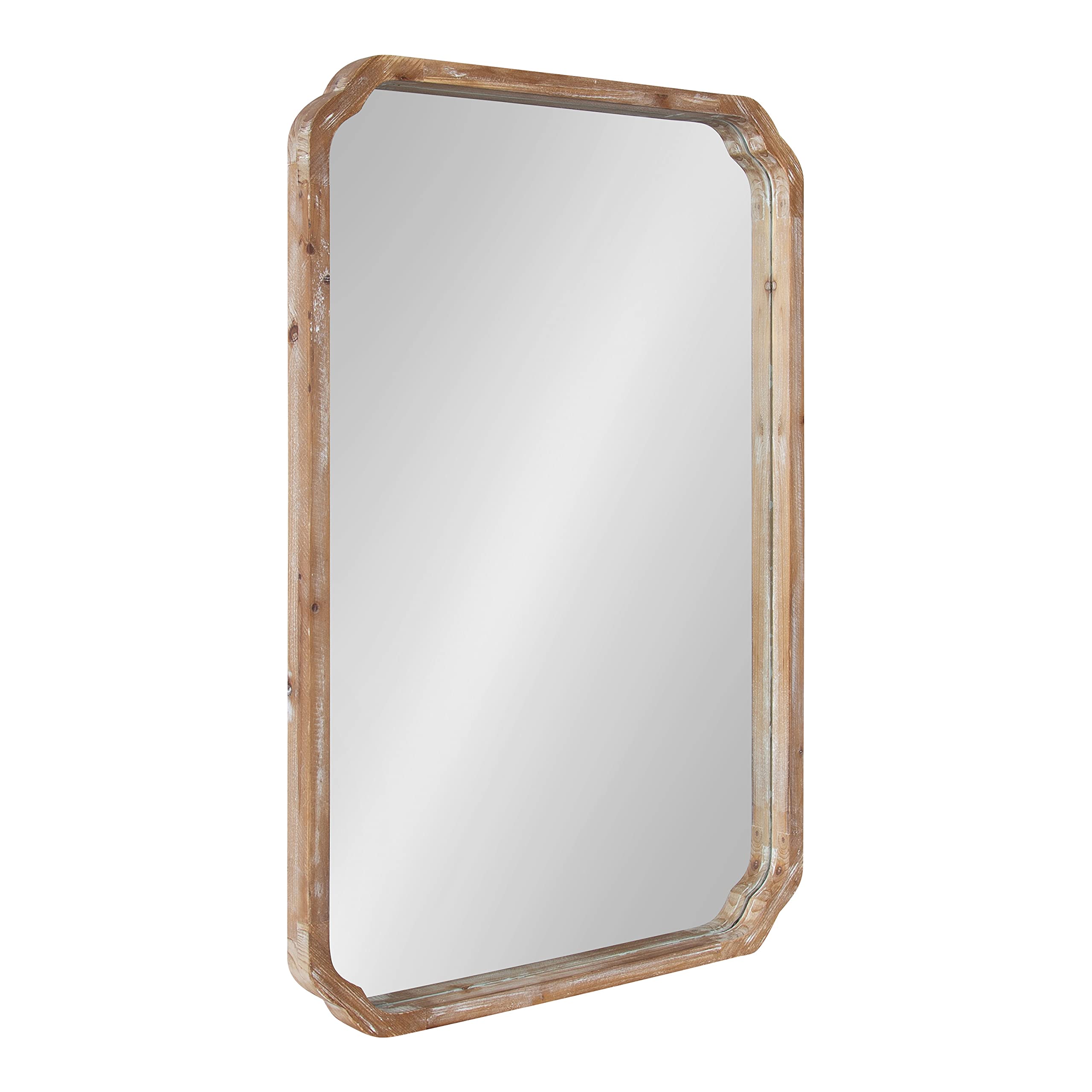 Kate and Laurel Marston Farmhouse Rectangle Wall Mirror, 24 x 36, Rustic Brown, Decorative Rustic Mirror for Wall