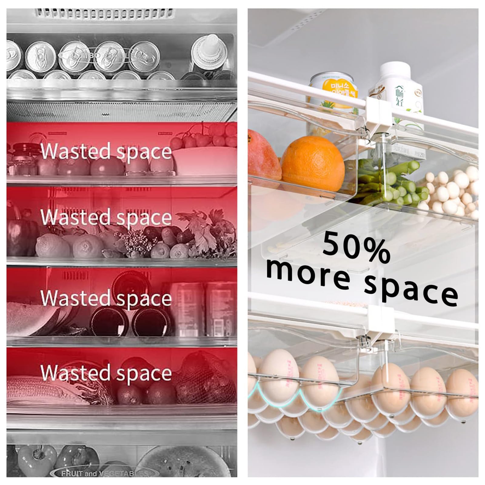 Uralfa 2 Pack Fridge Drawer Organizer, Refrigerator Drawers For Fruit And Vegetable, Refrigerator Organization And Storage Box,