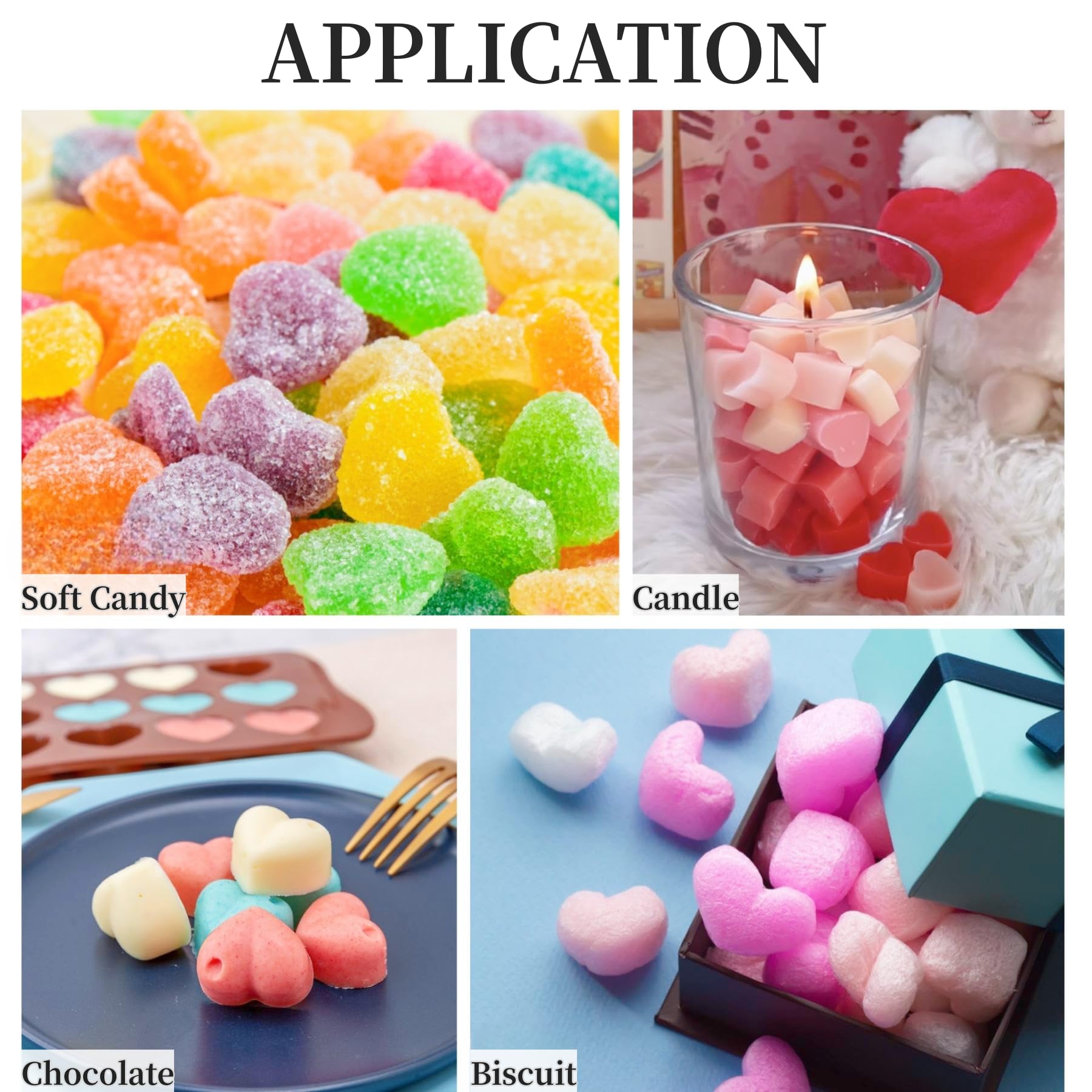 YUUIKLLE 2 Pack Heart Silicone Molds - Medium Size Non-Stick Food Grade Silicone for Candy, Jelly, Chocolate, and Treats
