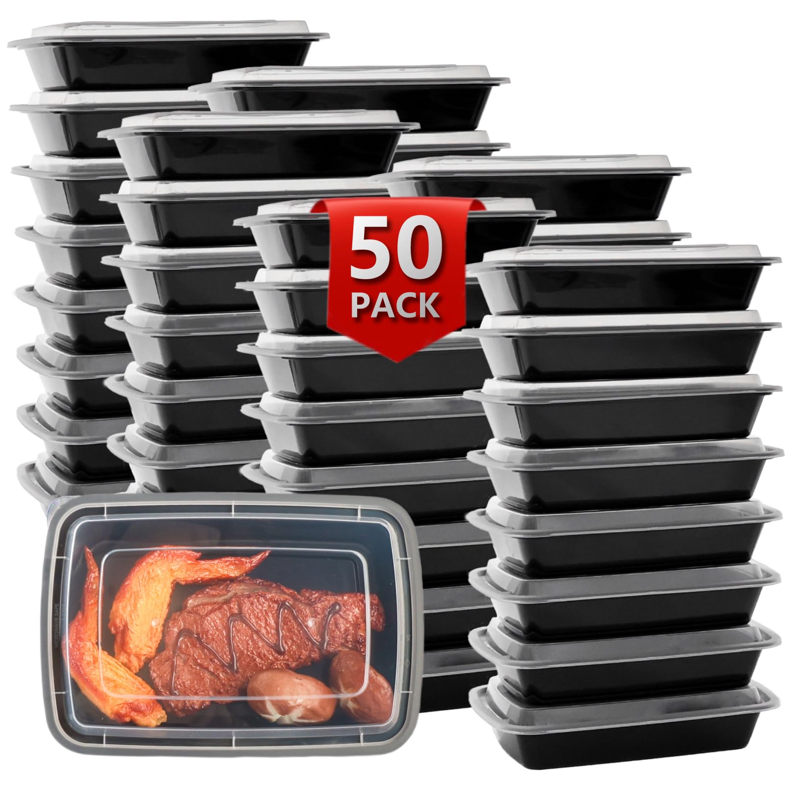 tropipak Meal Prep Containers, Food Containers with Lids, 28 oz, 50 Pack