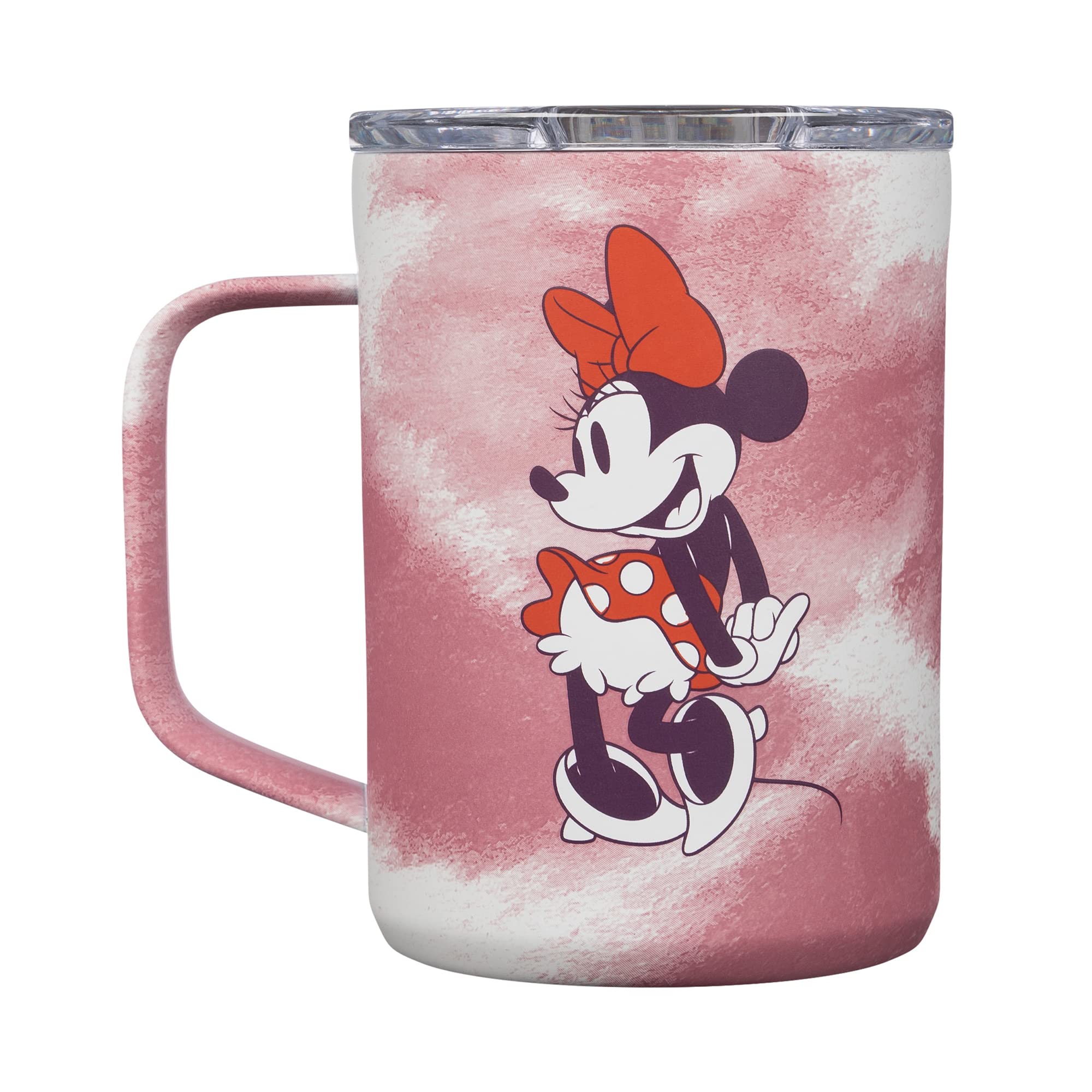 Corkcicle Disney 16 Ounce Coffee Mug Triple Insulated Stainless Steel Cup with Clear Lid and Silicone Bottom for Hot Drinks, Min
