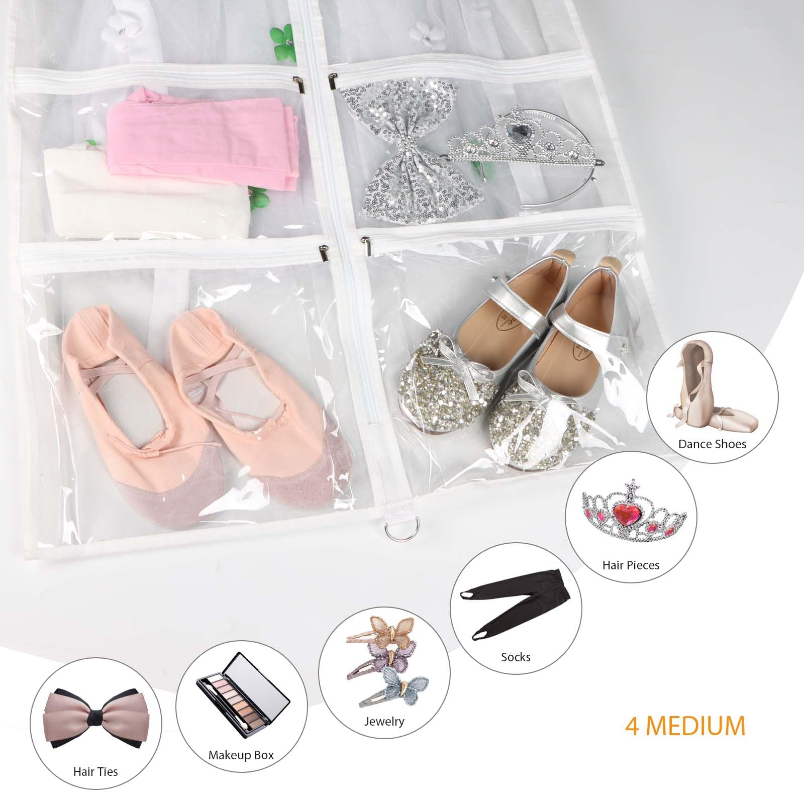 Syeeiex Clear Dance Costume Garment Bag with 3 Gussetes(5 Pack),40 Garment Bags for Dance Costumes,Kids Dance Garment Bag with