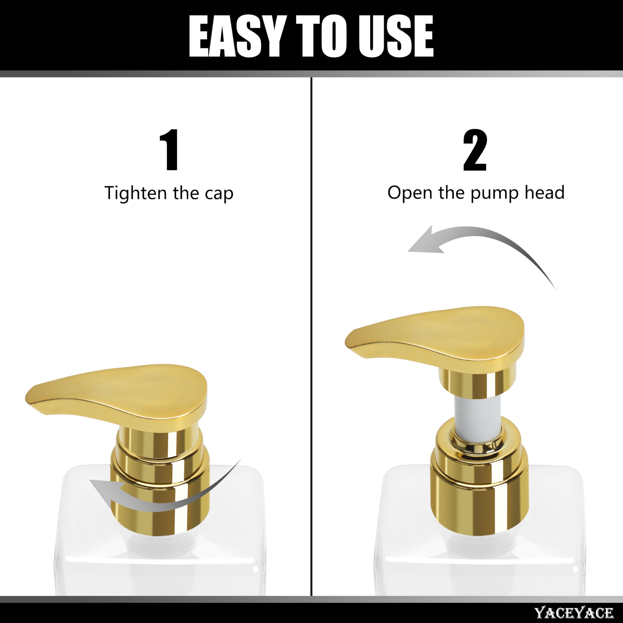 Shampoo Dispenser Bottles With Gold Pump, Yaceyace 16.9Oz Set Of 3 Clear Shampoo And Conditioner Dispenser, Mordern Shower Bottl