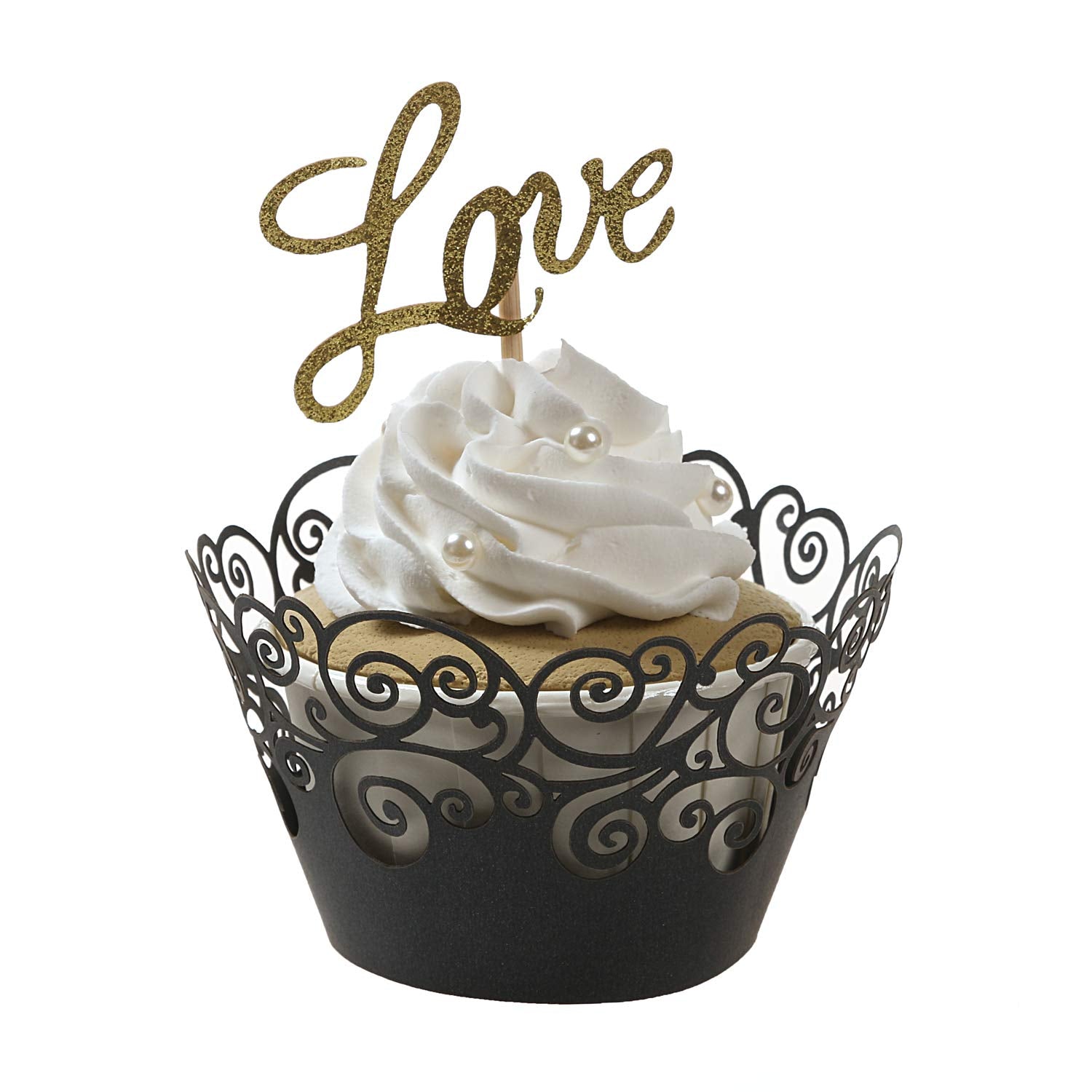 Cupcake Wrappers, Kposiya 100 Pack Cupcake Wraps Filigree Artistic Bake Cake Paper Cup Little Vine Laser Cut Liner Baking Cups M