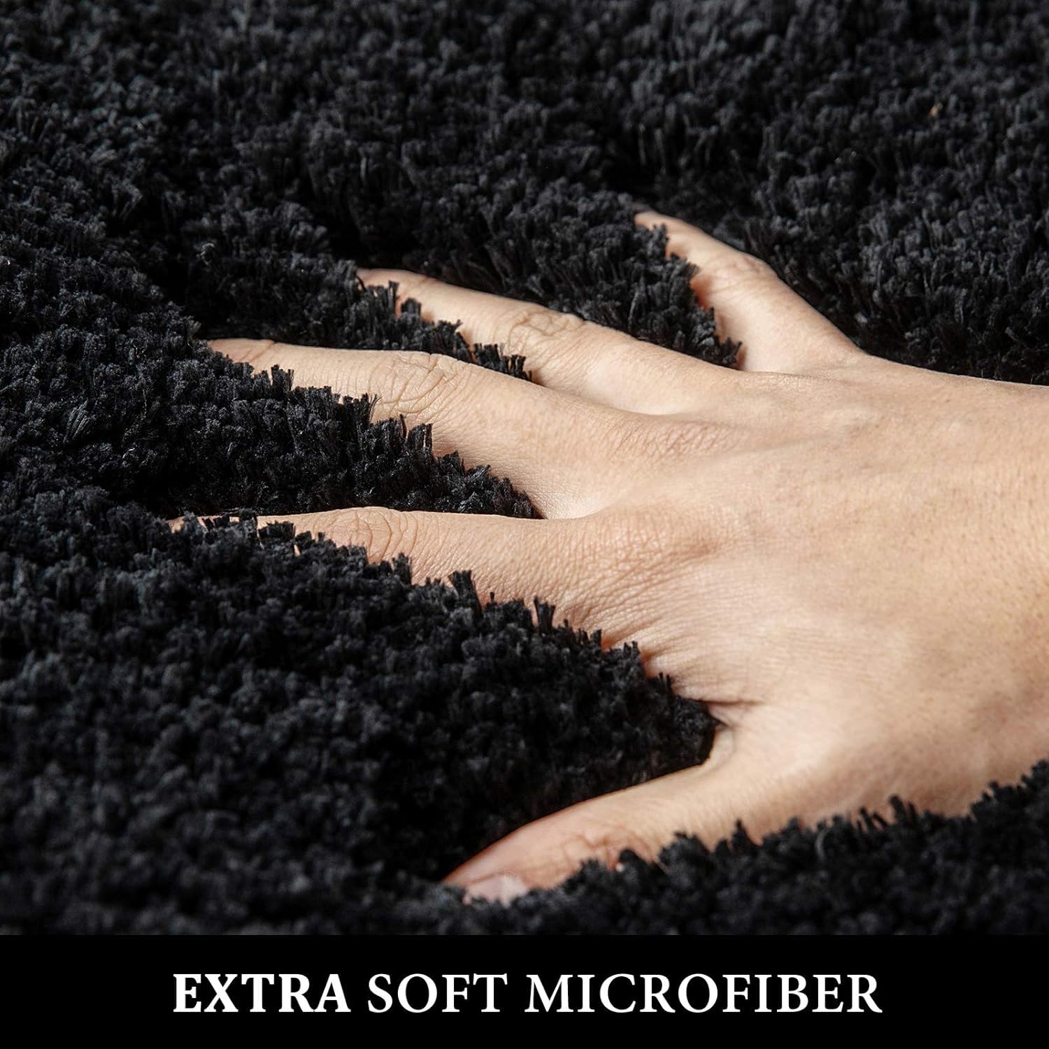 Miulee Black Bathroom Rugs Non Slip Bath Mat 24'' X 48'' Shaggy Soft Bath Rug Plush Microfiber Absorbent Water For Shower Tub Ma