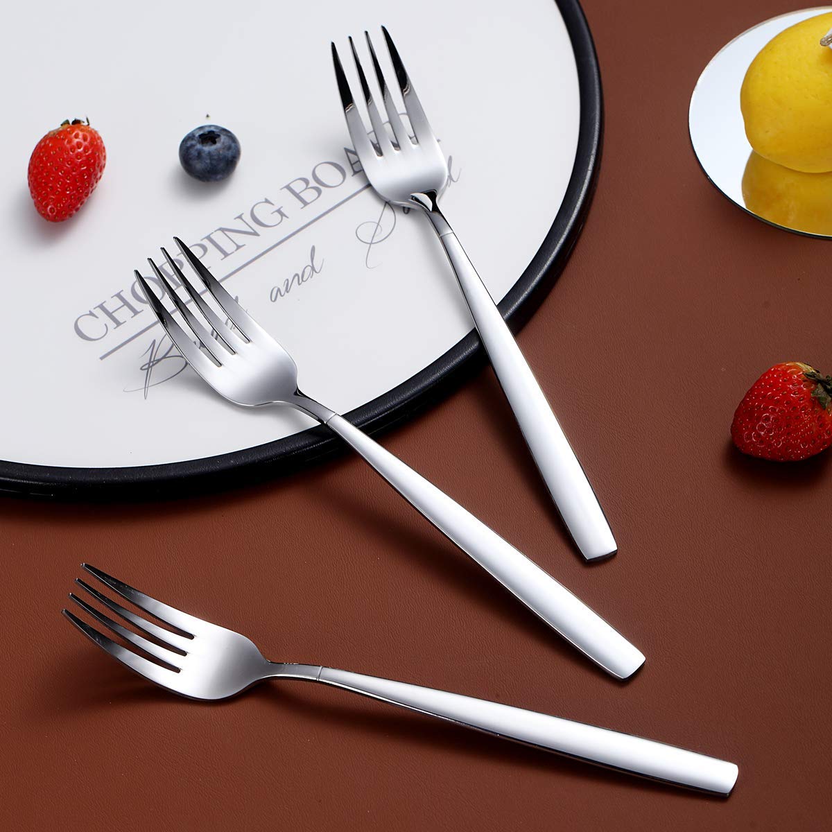 Berglander Dinner Forks Of 6, Stainless Steel Modern Fork Set, Forks And Spoons Silverware, Spoons And Forks Set