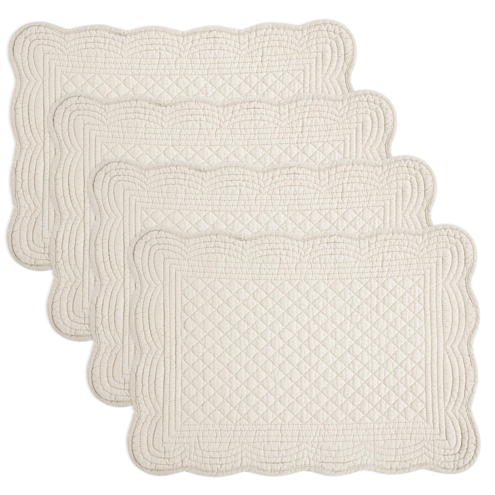 Hombys Quilted Placemats Set Of 4 Washable-Rectangular Placemats For Kitchen Table-100% Cotton Fabric Rectangular Table Mats-Cot
