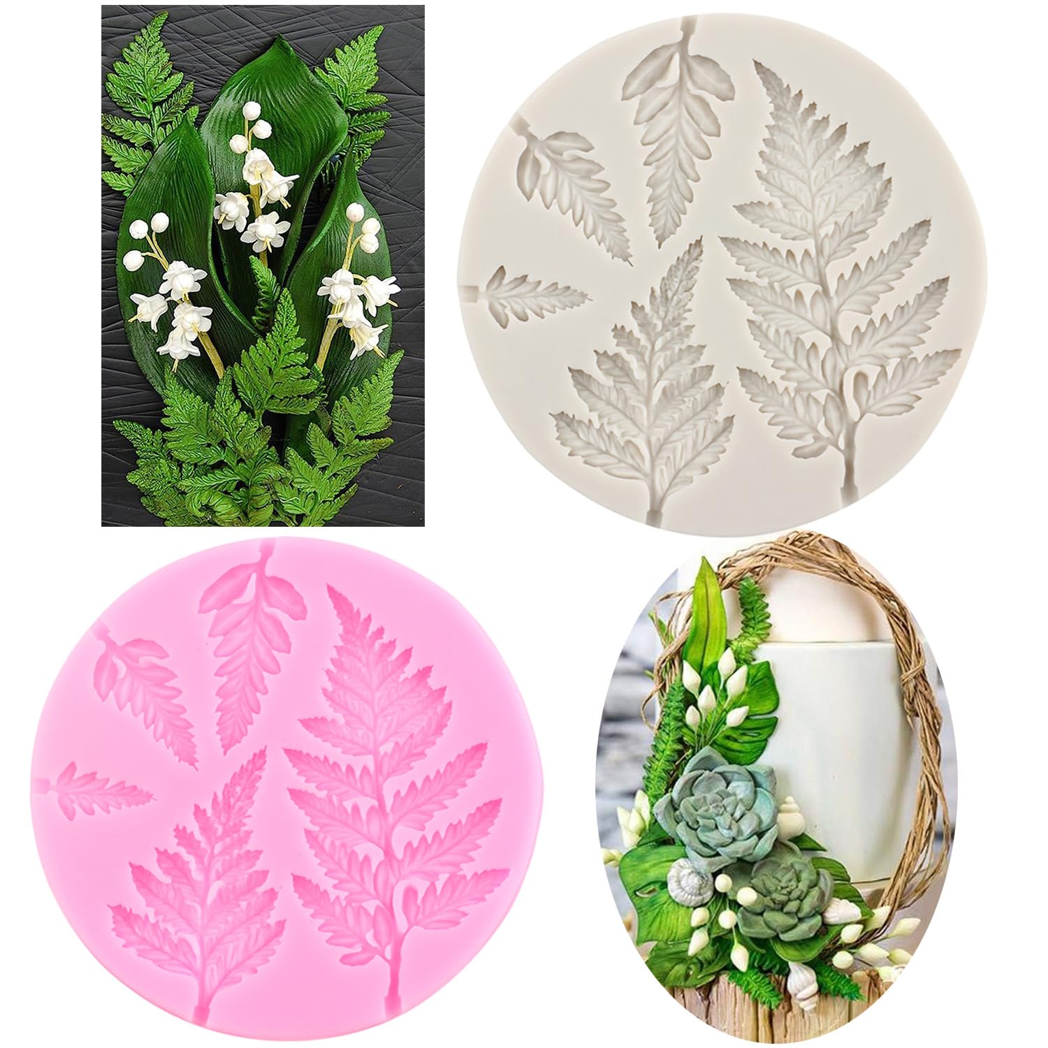 Rfghac Tree Leaf Silicone Mold Fern Leaves Fondant Molds Fern Mold For Cake Decorating Cupcake Topper Candy Chocolate Gum Paste