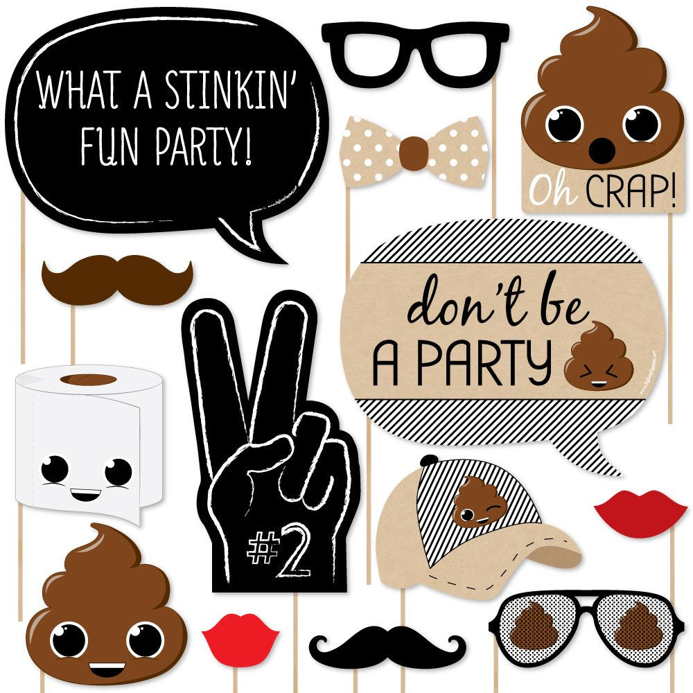 Big Dot Of Happiness Party 'Til You'Re Pooped - Poop Emoji Party Photo Booth Props Kit - 20 Count