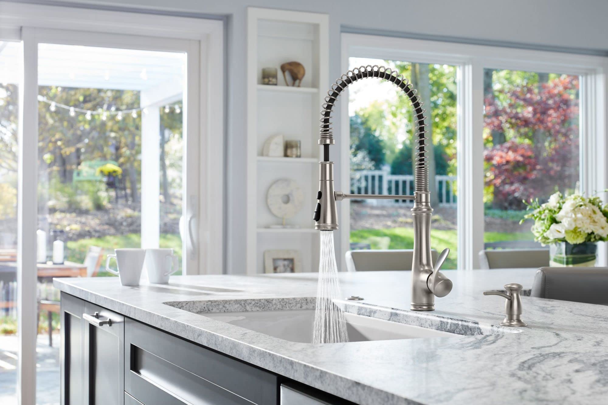 Kohler K-29106-Cp Bellera Pull Down Sprayer Kitchen Sink Faucet, 3 Function Spray Head, Polished Chrome