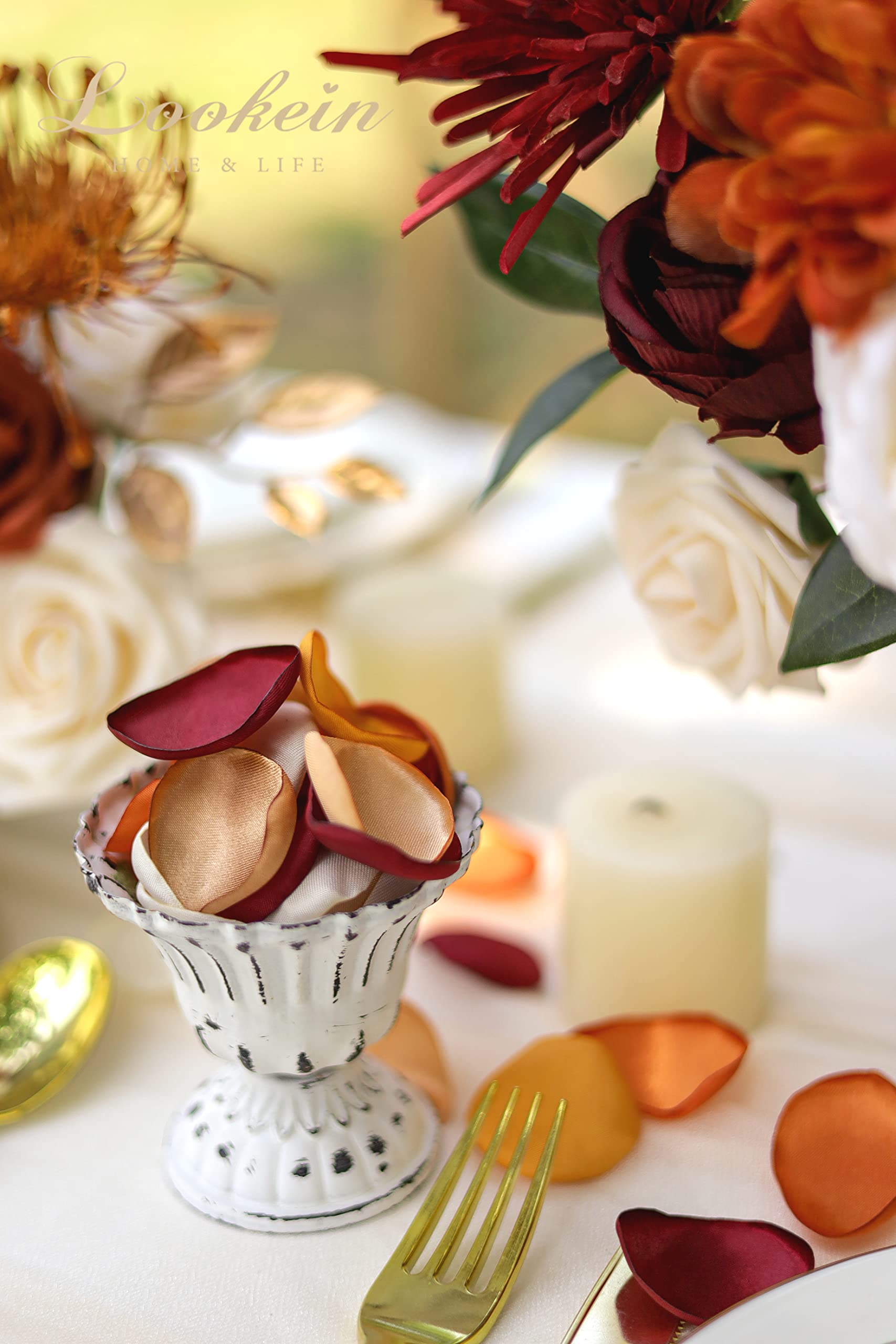 Lookein 300Pcs Terracotta Rose Petals Satin Flower Petals For Wedding Flower Girl Basket Table Centerpieces Aisle Runner Party C