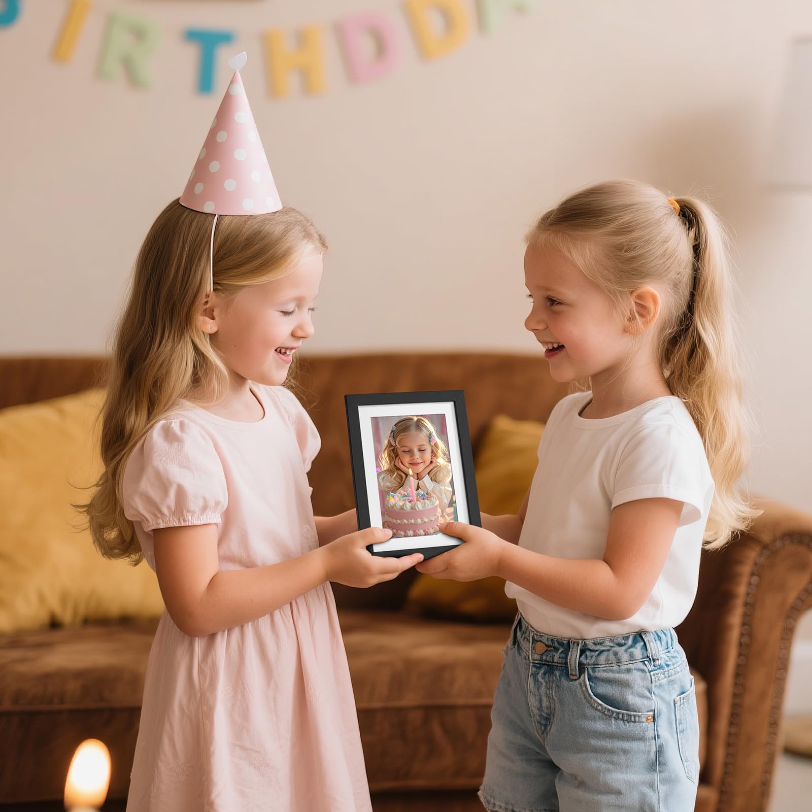 TWING 2 Pack Black 5x7 Matted Picture Frames, Display 4x6 Photos with Mat or 5x7 Without for Tabletop Display