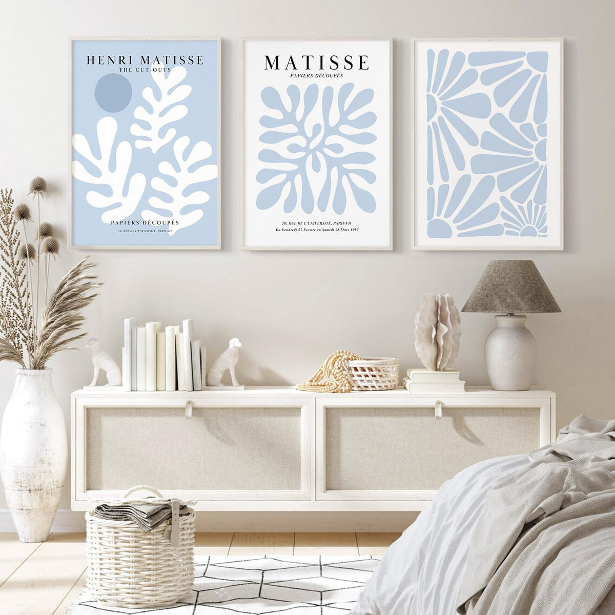Henri Matisse Wall Art Prints Set Of 3 Blue Abstract Matisse Canvas Wall Decor Aesthetic Preppy Wall Art Blue Matisse Posters Ar