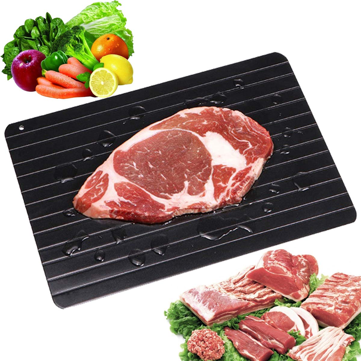 Haploon Rapid Defrosting Tray, High Density Aluminum Thawing Tray for Defrosting Frozen Food,Fast Thawing Plate for Defrost Meat