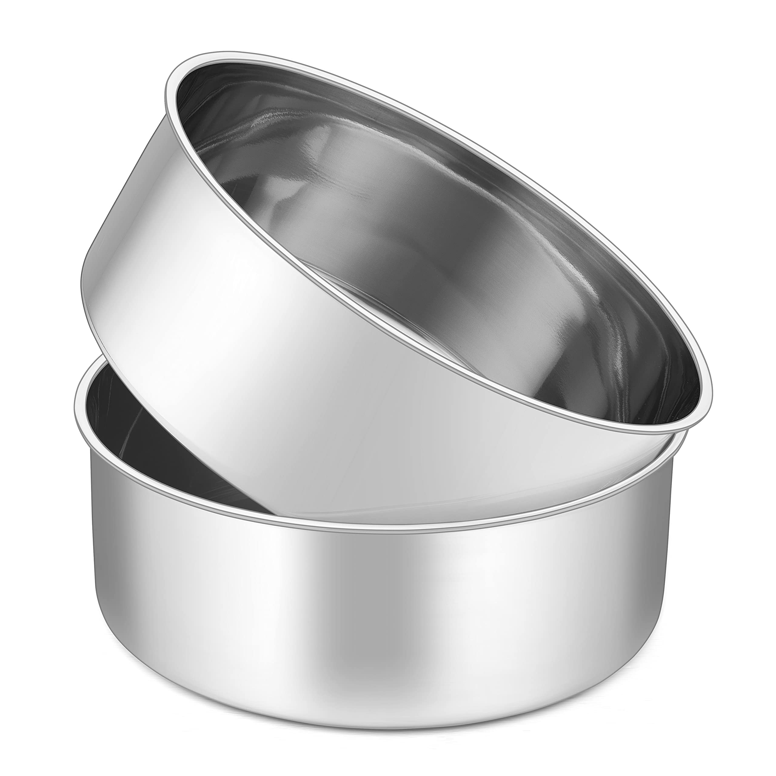 Herogo 8 x 3 Cake Pans Set of 2, Stainless Steel Deep 8 Inch Round Baking Pan, for Layer Birthday Wedding Christmas Cakes, M