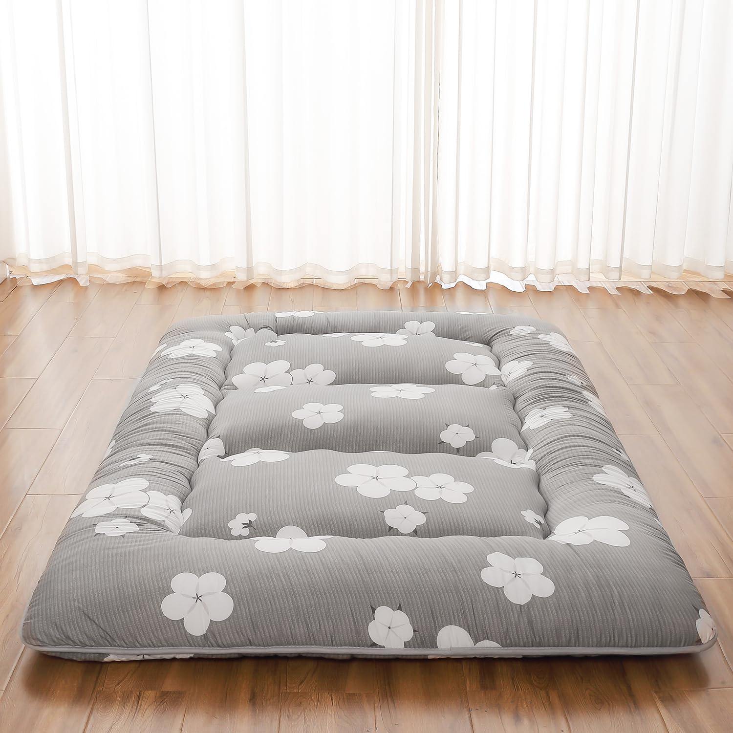 Zelladorra Japanese Floor Mattress Full, Futon Mattress With Storage Bag And Washable Cover, Roll Up Tatami Mat Suitable For Gue