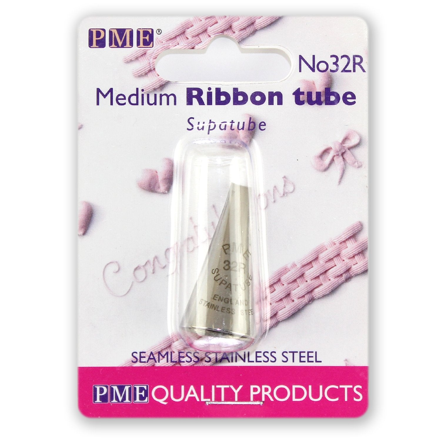 Pme 32R Seamless Stainless Steel Medium Ribbon Supatube, Decorating Tip