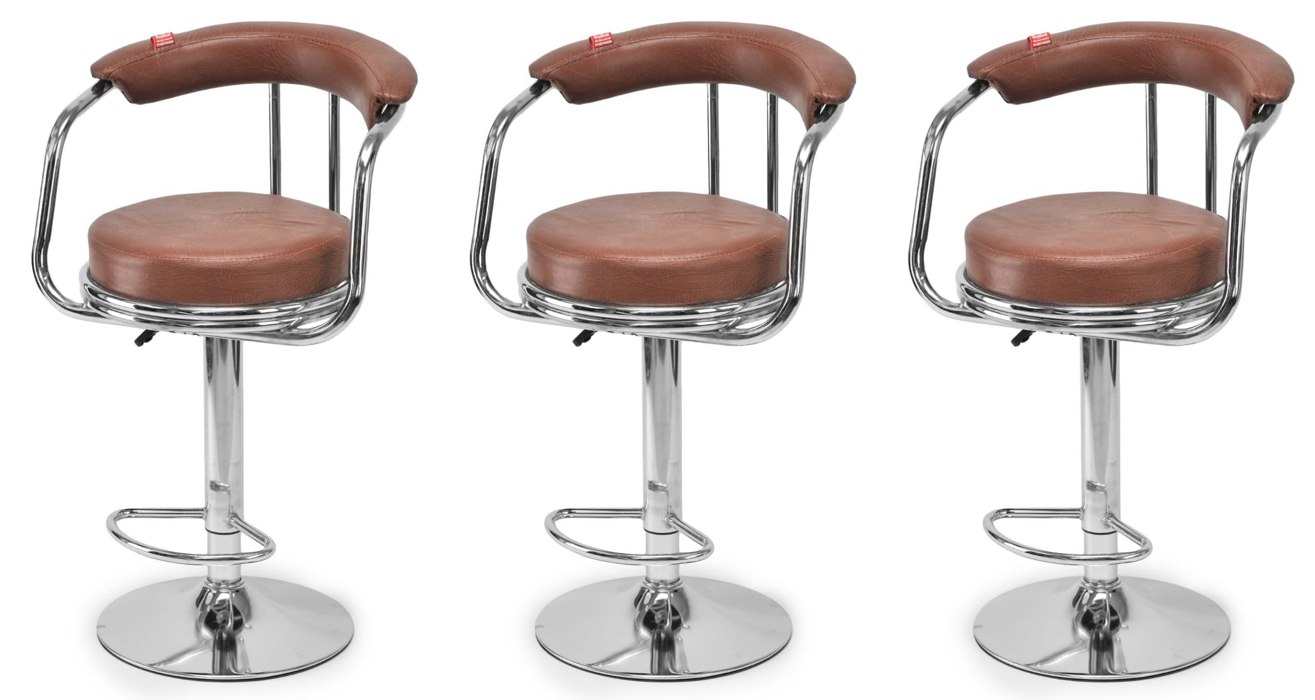 Goyalson Classic Height Adjustable And Revolving Bar Stool Kitchen Chair (3, Tan)