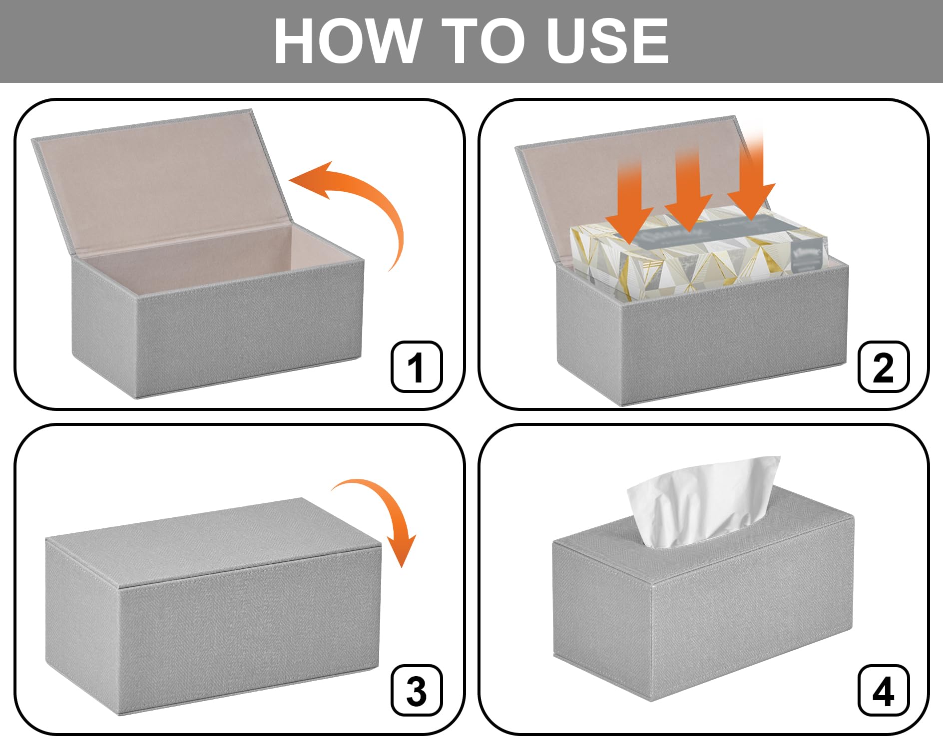 Colylan Tissue Box Cover Rectangular Tissue Box Holder For Bathroom (Grey)