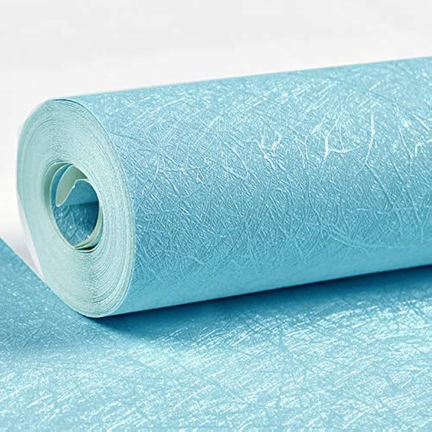 MelunMer Blue Peel and Stick Wallpaper Silk Embossed Self Adhesive Removable Wallpaper Bathroom/Bedroom Waterproof Blue Contact 