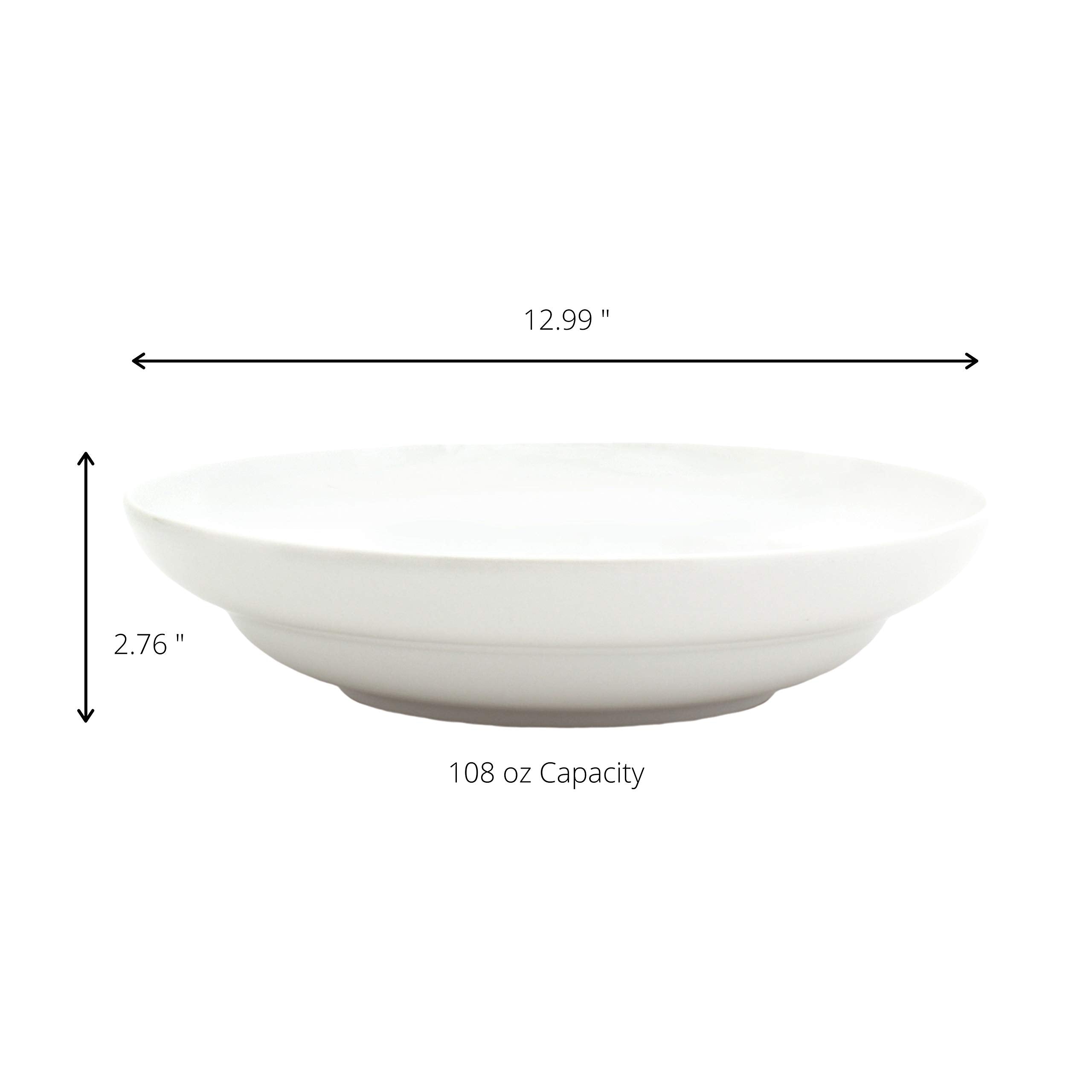 Euro Ceramica Essential Collection Porcelain Entertaining Dinnerware and Serveware, Large Serving Bowl, Inverted Rim Design, Cla