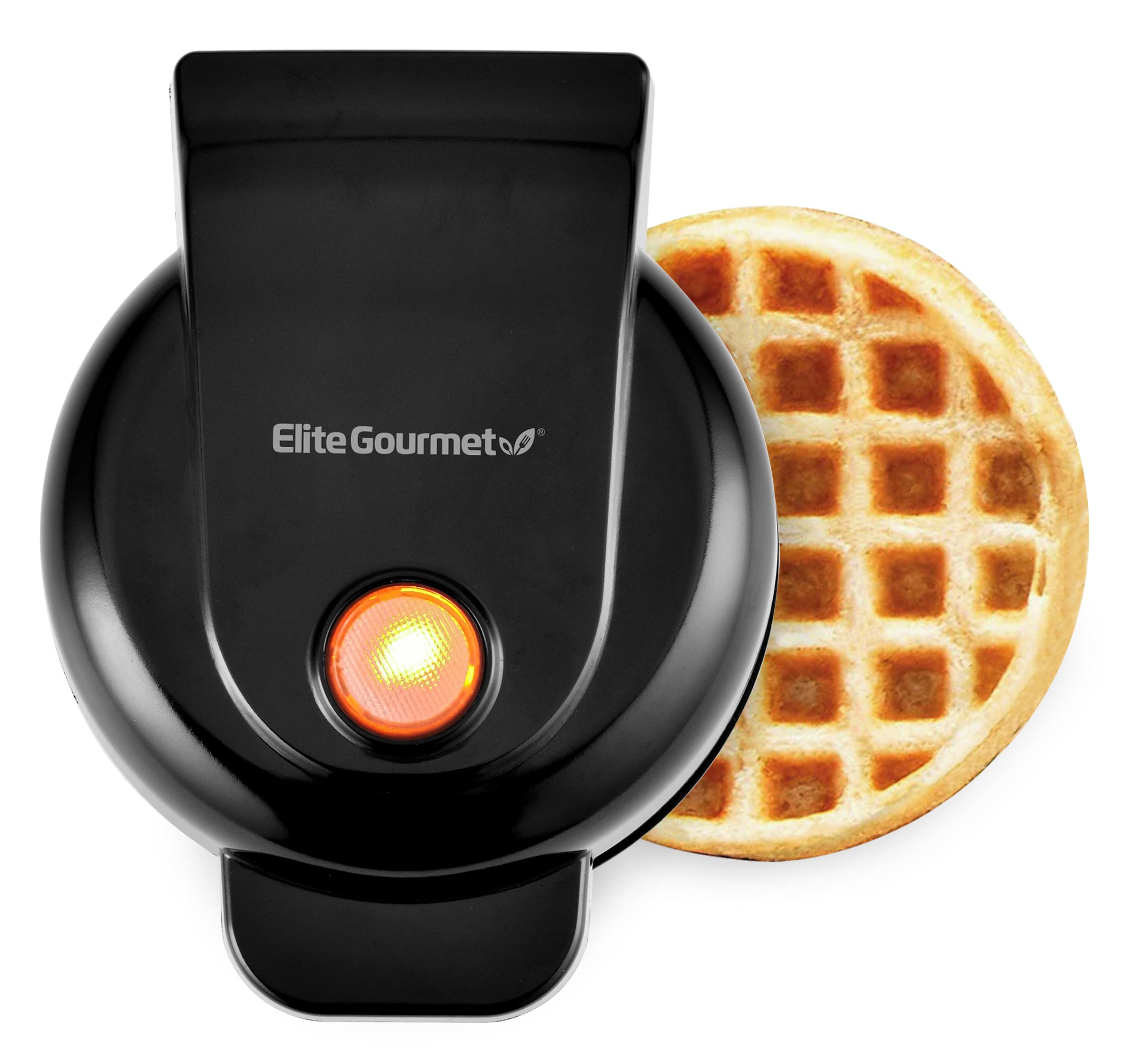 Elite Gourmet Ewm013B Electric Nonstick Mini Waffle Maker With 5-Inch Cooking Surface, Belgian Waffles, Compact Design, Hash Bro