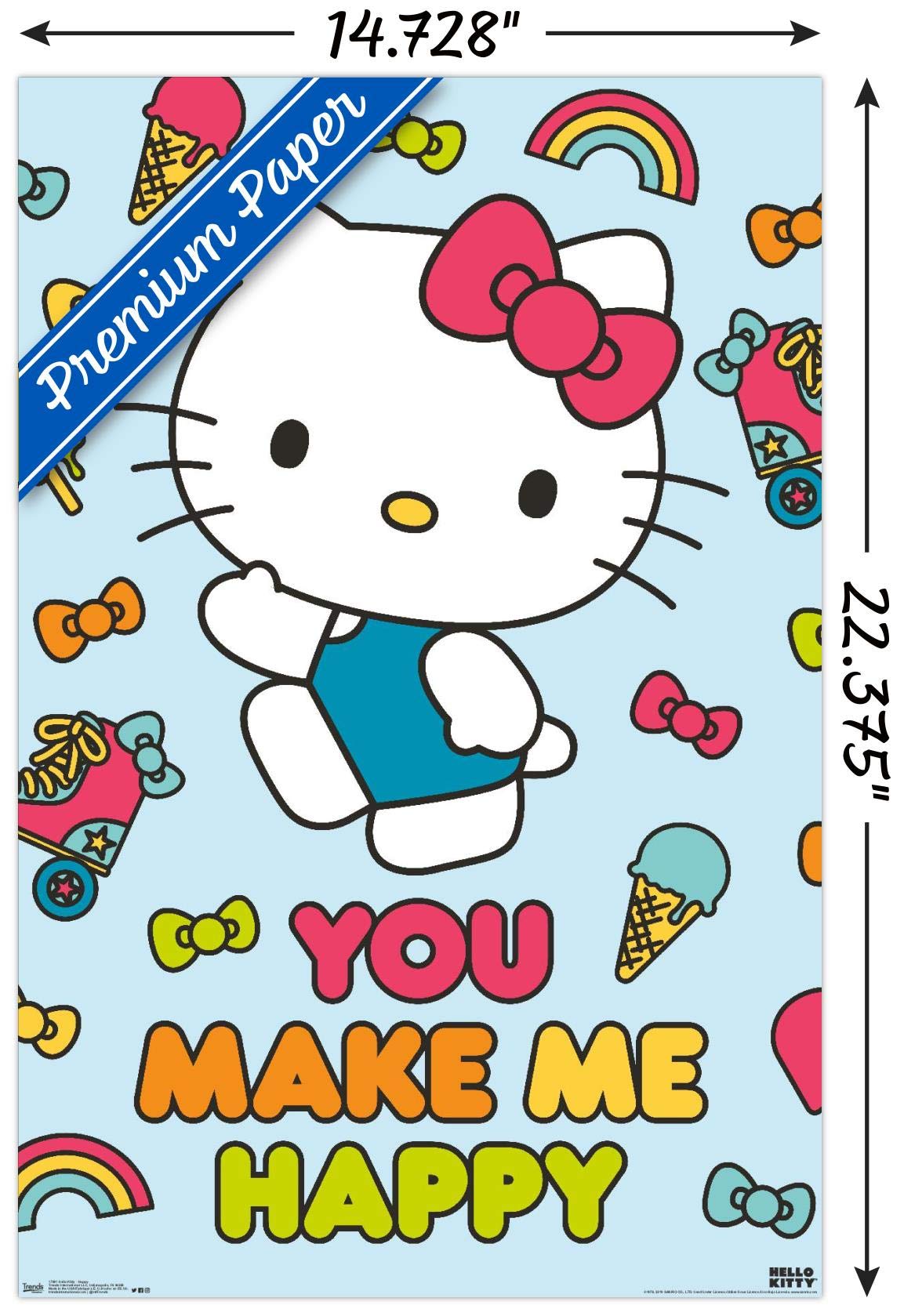 Trends International Hello Kitty - Happy Wall Poster, 14.725'' X 22.375'', Premium Unframed Version