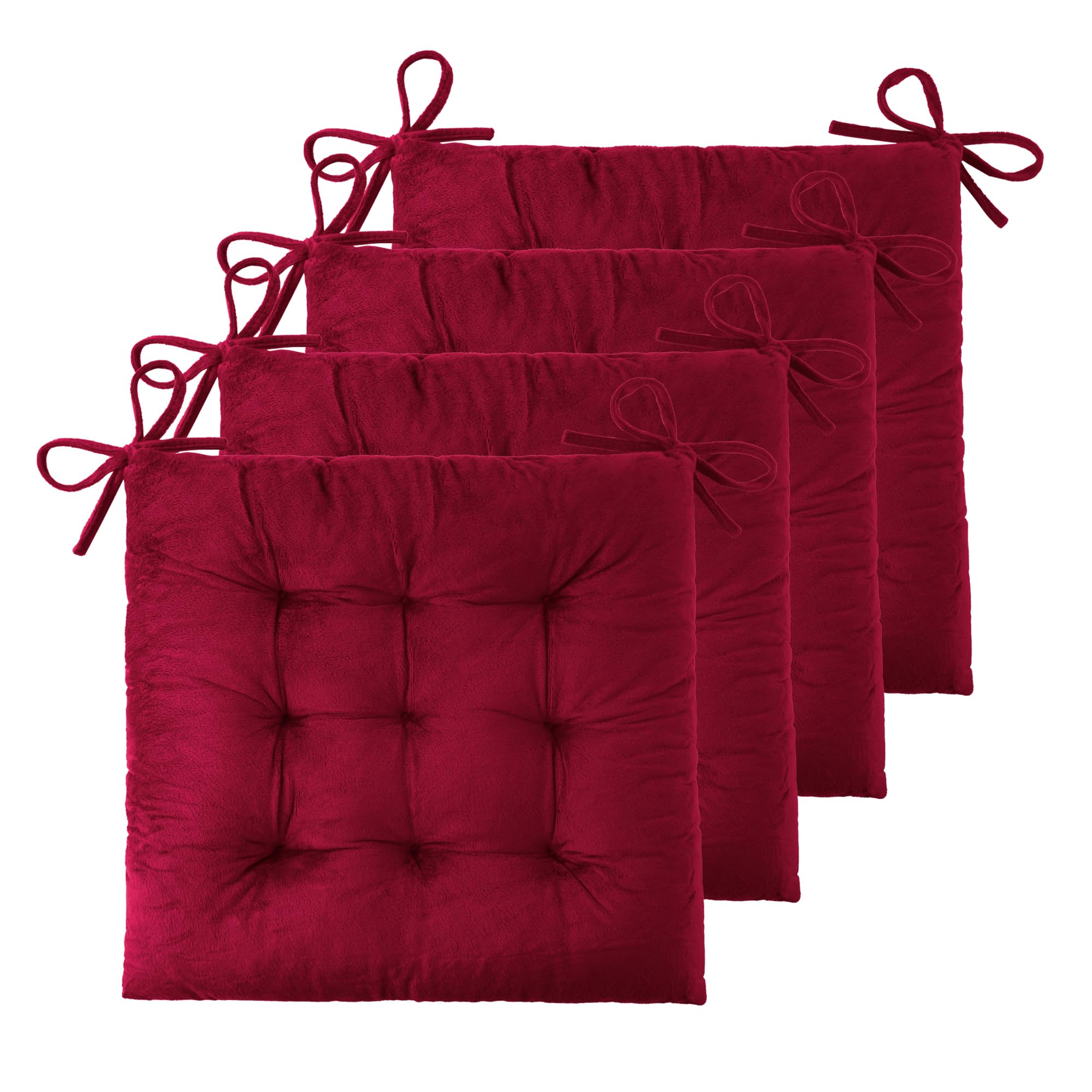 ELFJOY 4 Pack Chair Cushions for Dining Chairs Chair Pads Cushion for Kitchen Office Tufted Square Seat Cushion with Ties (16 Bu