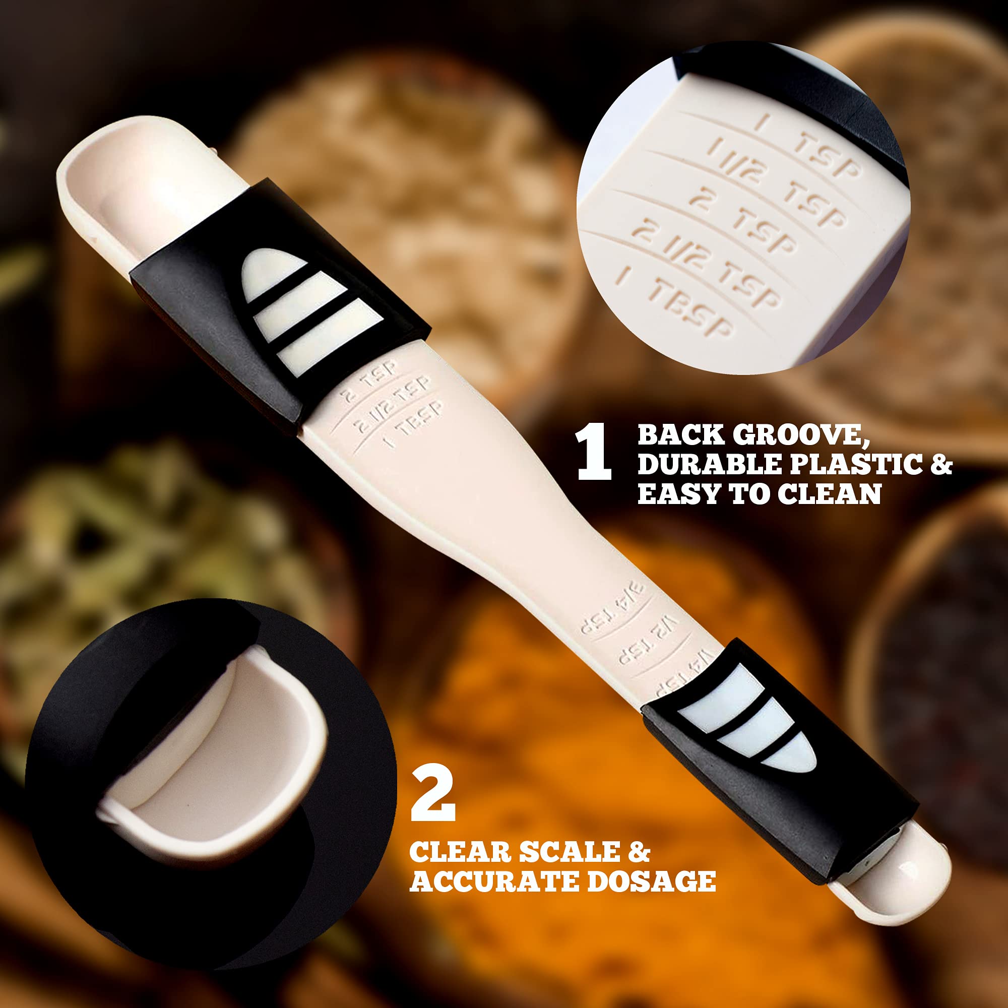 Performore Adjustable Measuring Spoon With Double End Adjustable Scale, 9 Stalls All In One Measuring Spoon, Wide Range Of Measu