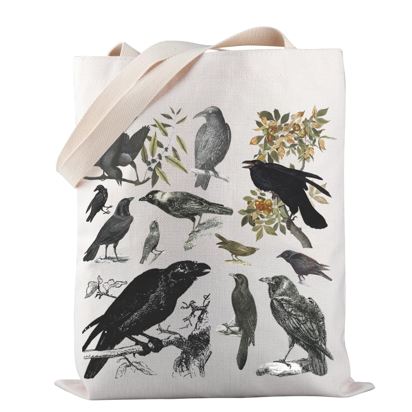 Pwhaoo Black Bird And Ravens Tote Bag Wild Bird Watching Gift Spooky Season Dark Academia Witchy Black Bird Mama Gift (Black Bir
