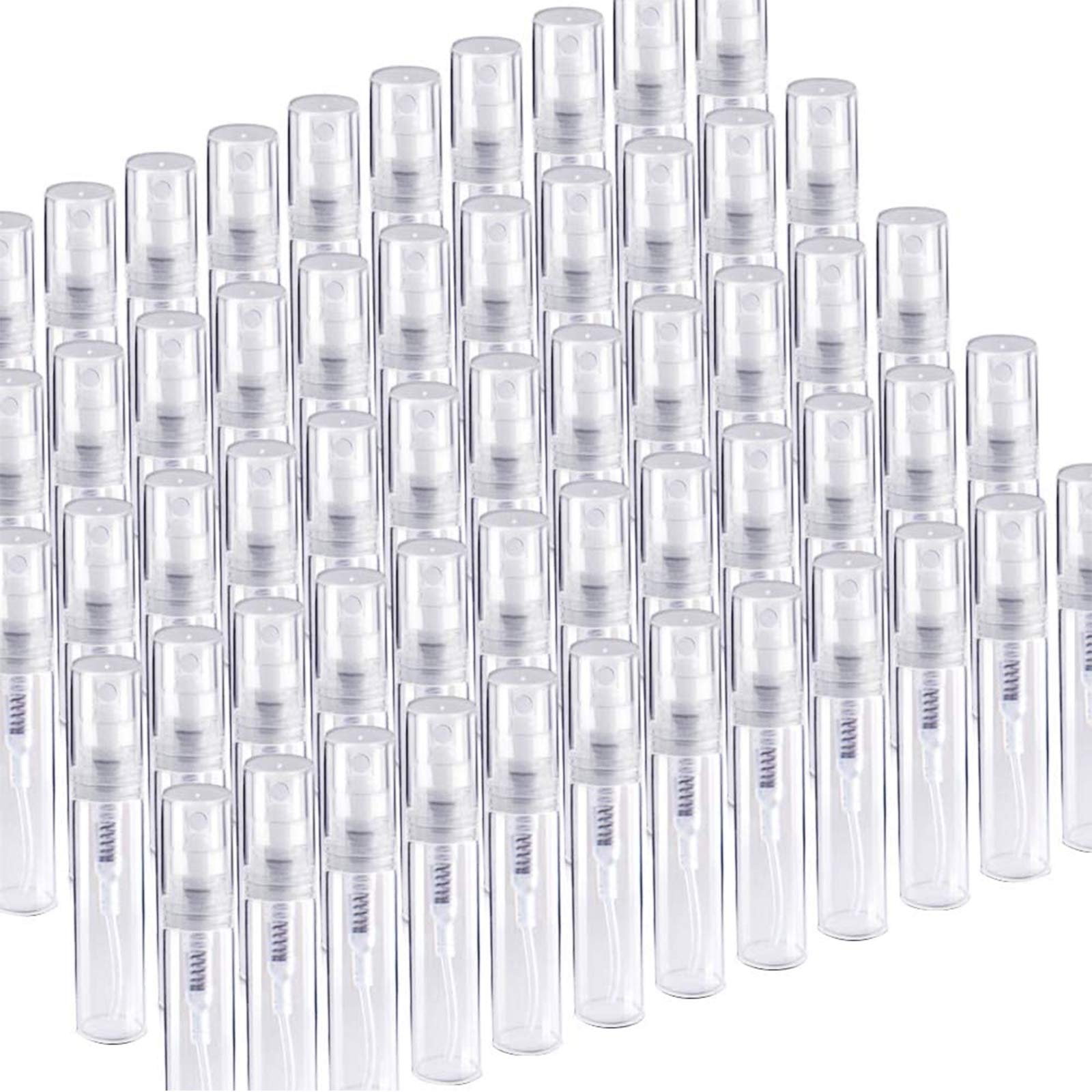 Fandamei 60 Pack 3ml Mini Clear Plastic Spray Bottle Empty Cute Perfume Atomizer for Cleaning  Travel  Essential Oils  Perfume.