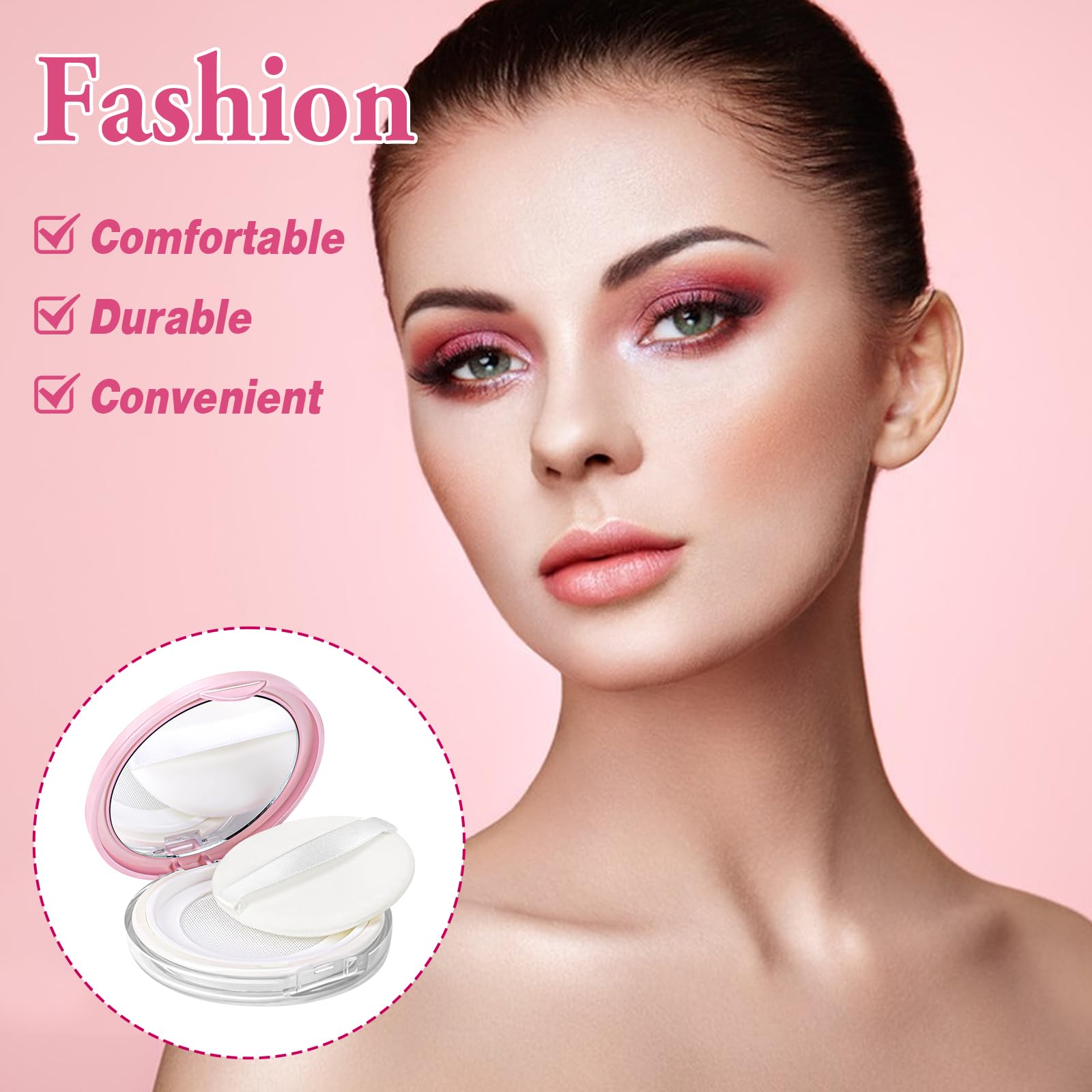 2 Pcs Loose Powder Container With Puff 0.17/0.7 Oz Refillable Empty Powder Compact Makeup Powder Travel Container Case Portable