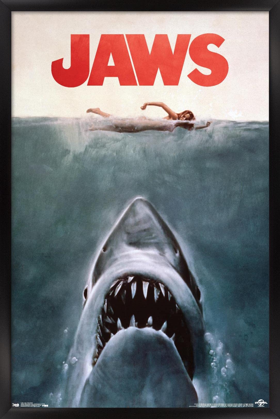Trends International Jaws - One Sheet Wall Poster, 22.375'' X 34'', Black Framed Version